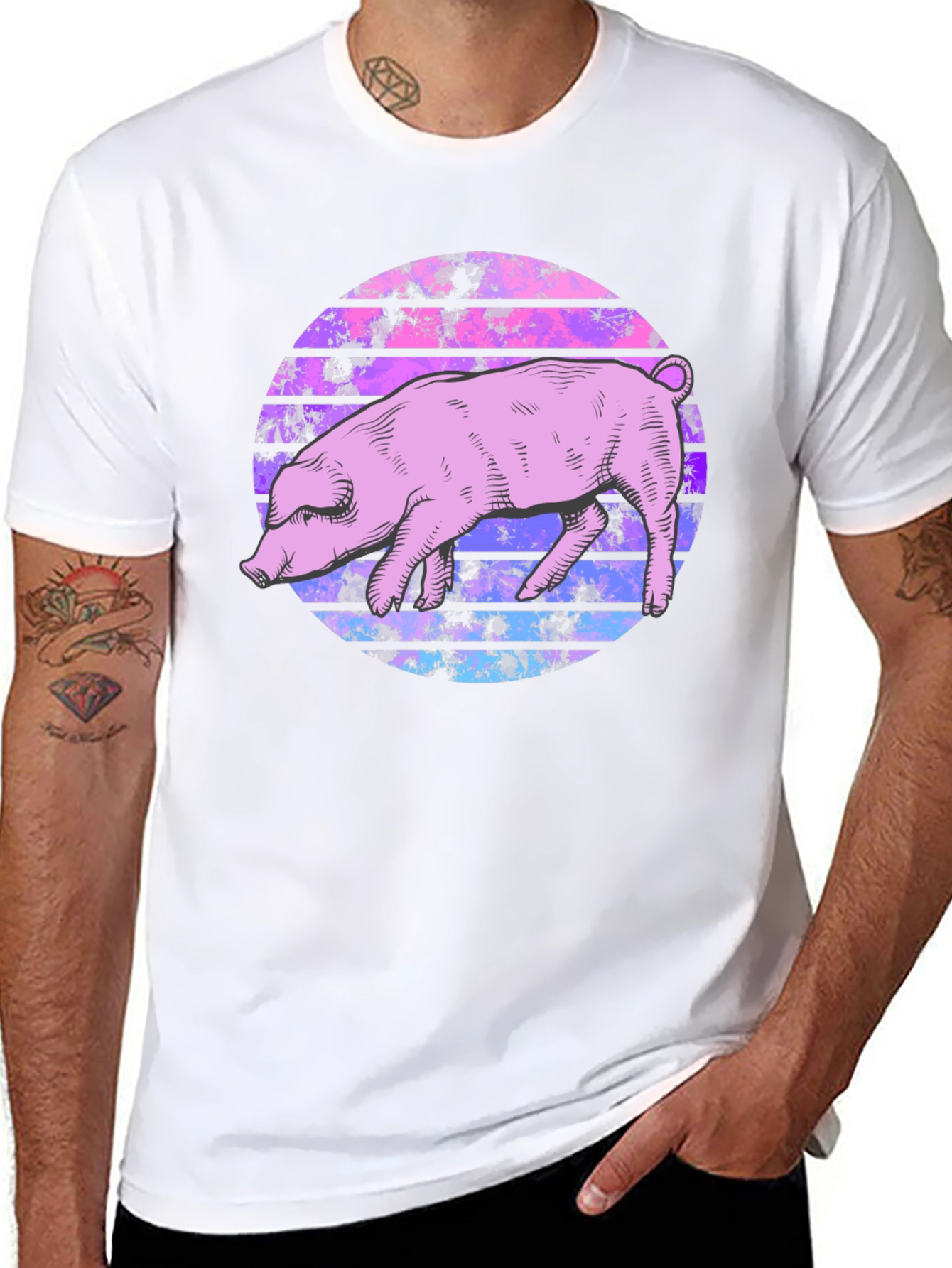 Black Retro Pig Graphic Tee - Unique Style view 8