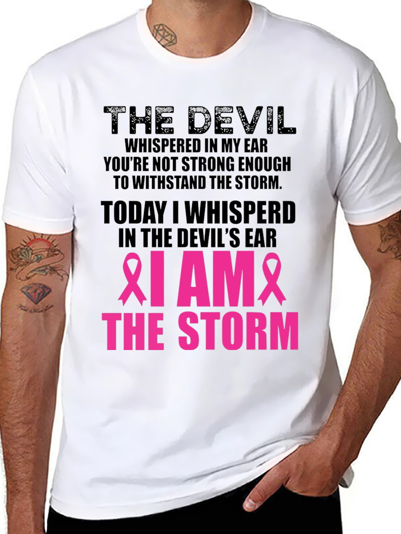 Black I Am the Storm Graphic Tee - Cancer Awareness view 8