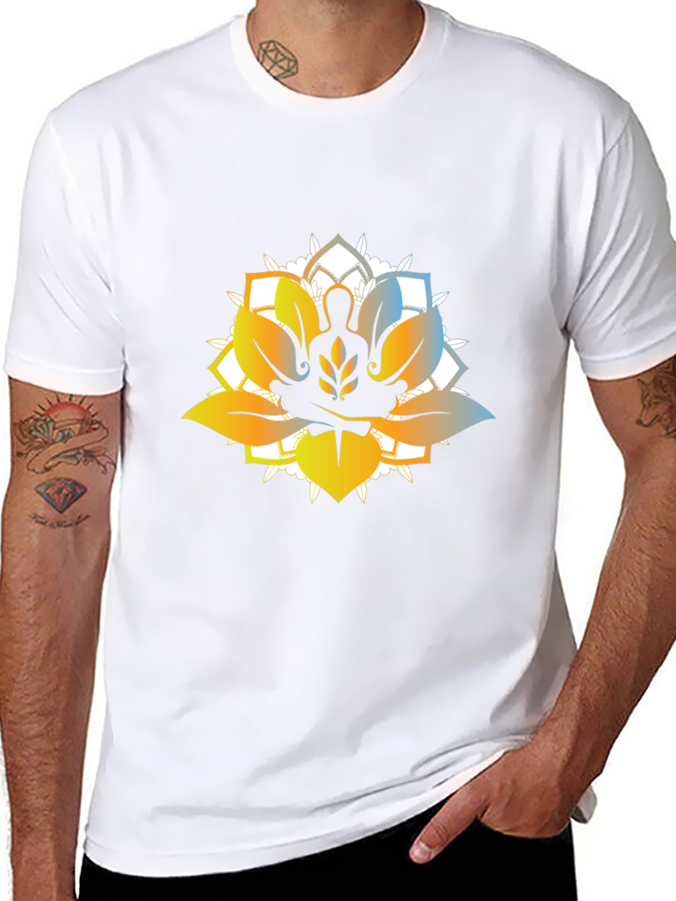 Black Lotus Meditation Graphic T-Shirt - Black view 8
