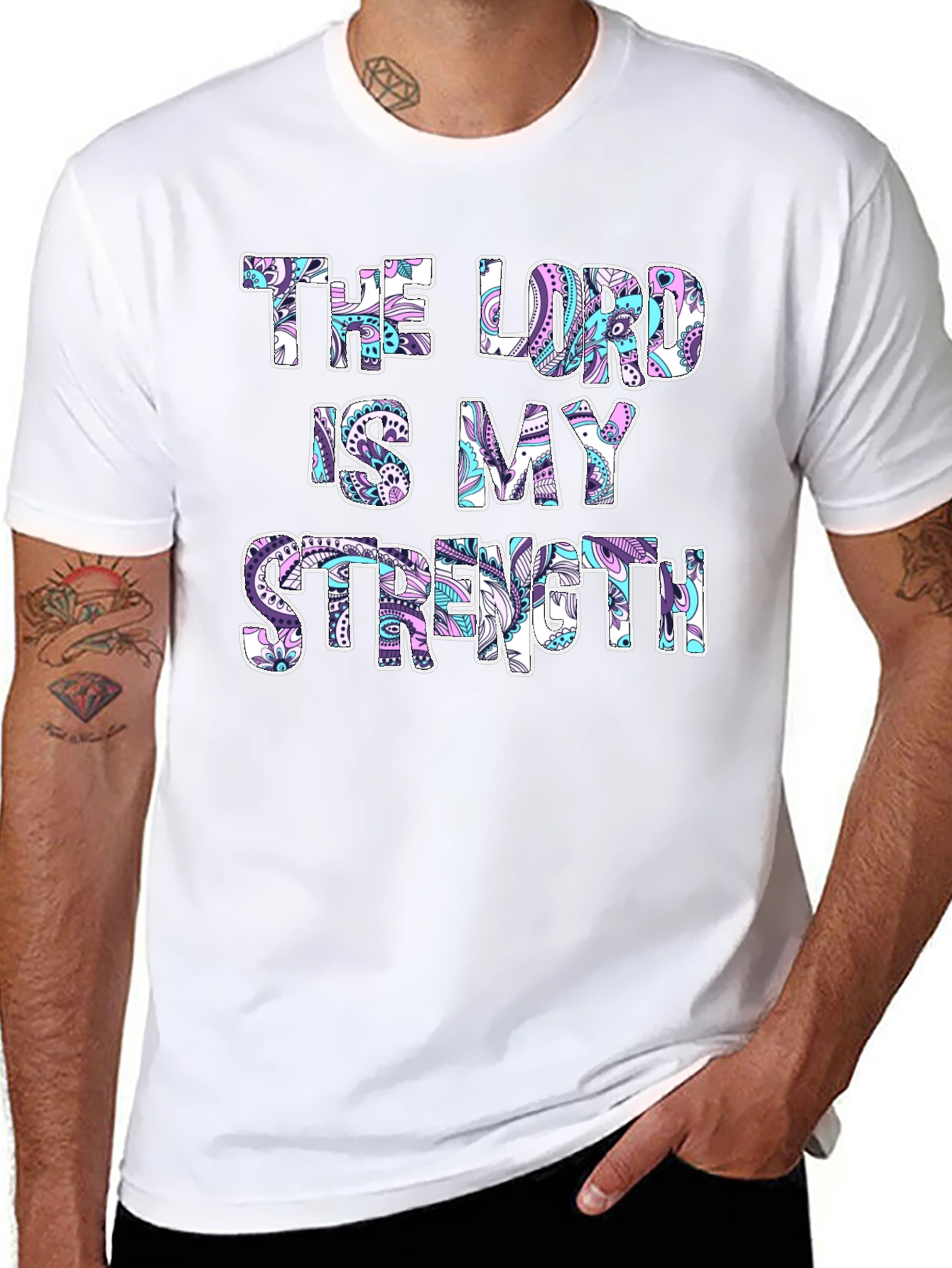 Black The Lord Is My Strength Graphic T-Shirt view 8