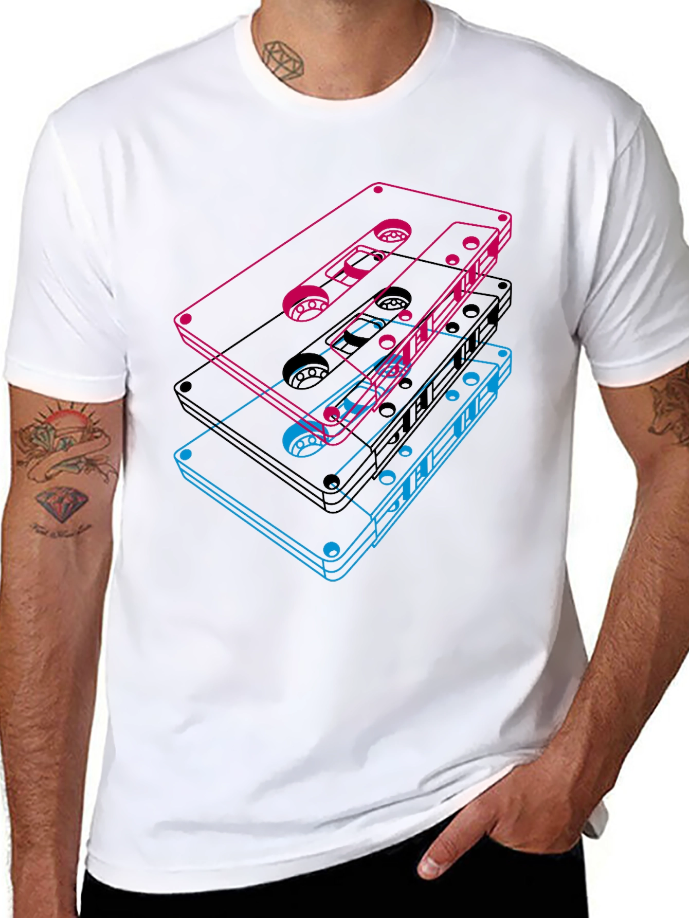 Black Retro Cassette Tape Graphic T-Shirt view 8
