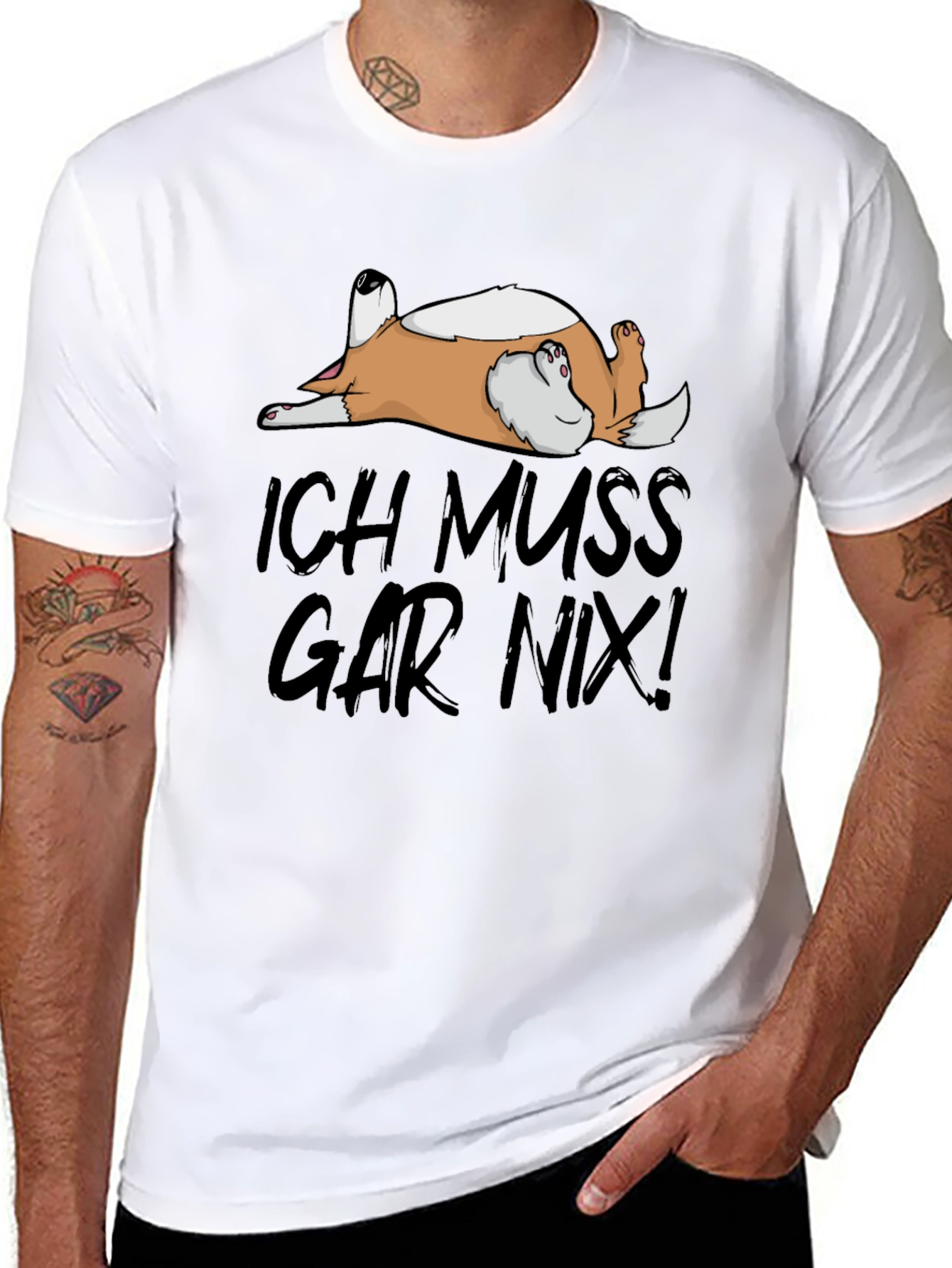 Black Ich Muss Gar Nix! Dog T-Shirt - Relaxed Comfort view 8