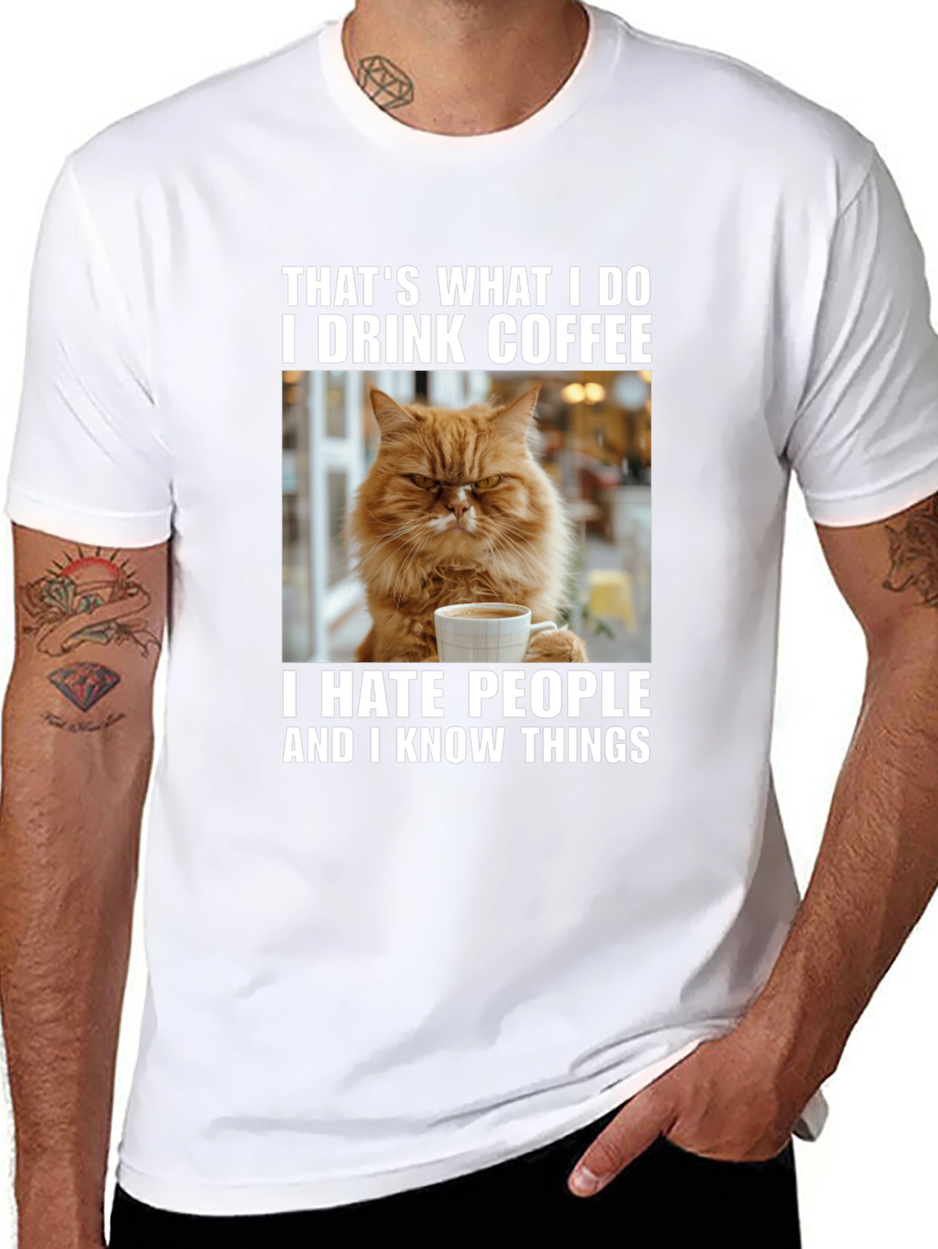 Black Coffee Cat T-Shirt - "I Drink Coffee & Hate People" view 8
