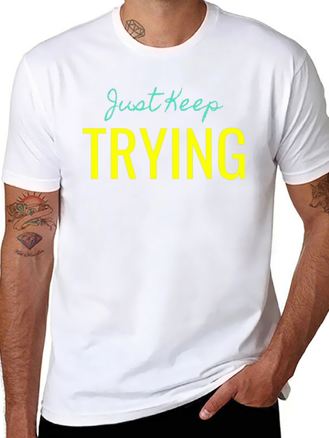 Black Just Keep Trying Graphic Tee - Motivational Shirt view 8