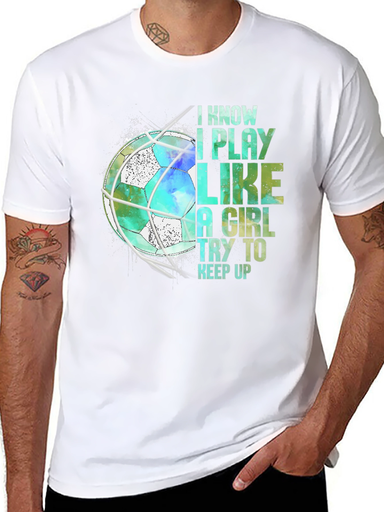 Black I Play Like A Girl Soccer T-Shirt view 8