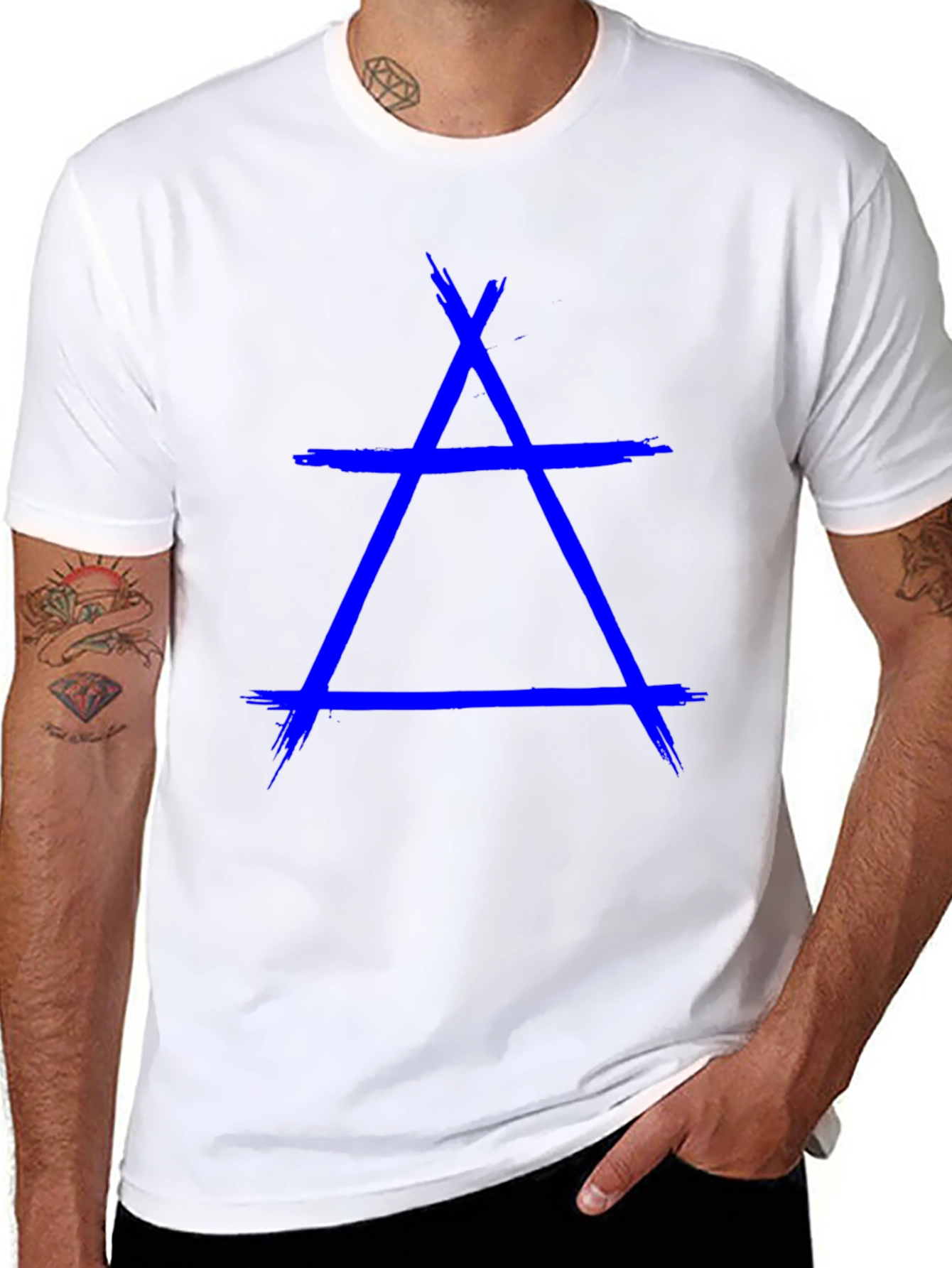 Black Geometric T-Shirt - Abstract Triangle Design view 8