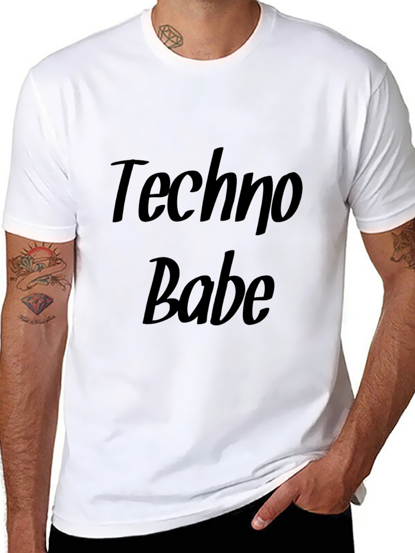 Black Techno Babe Black Graphic T-Shirt view 8