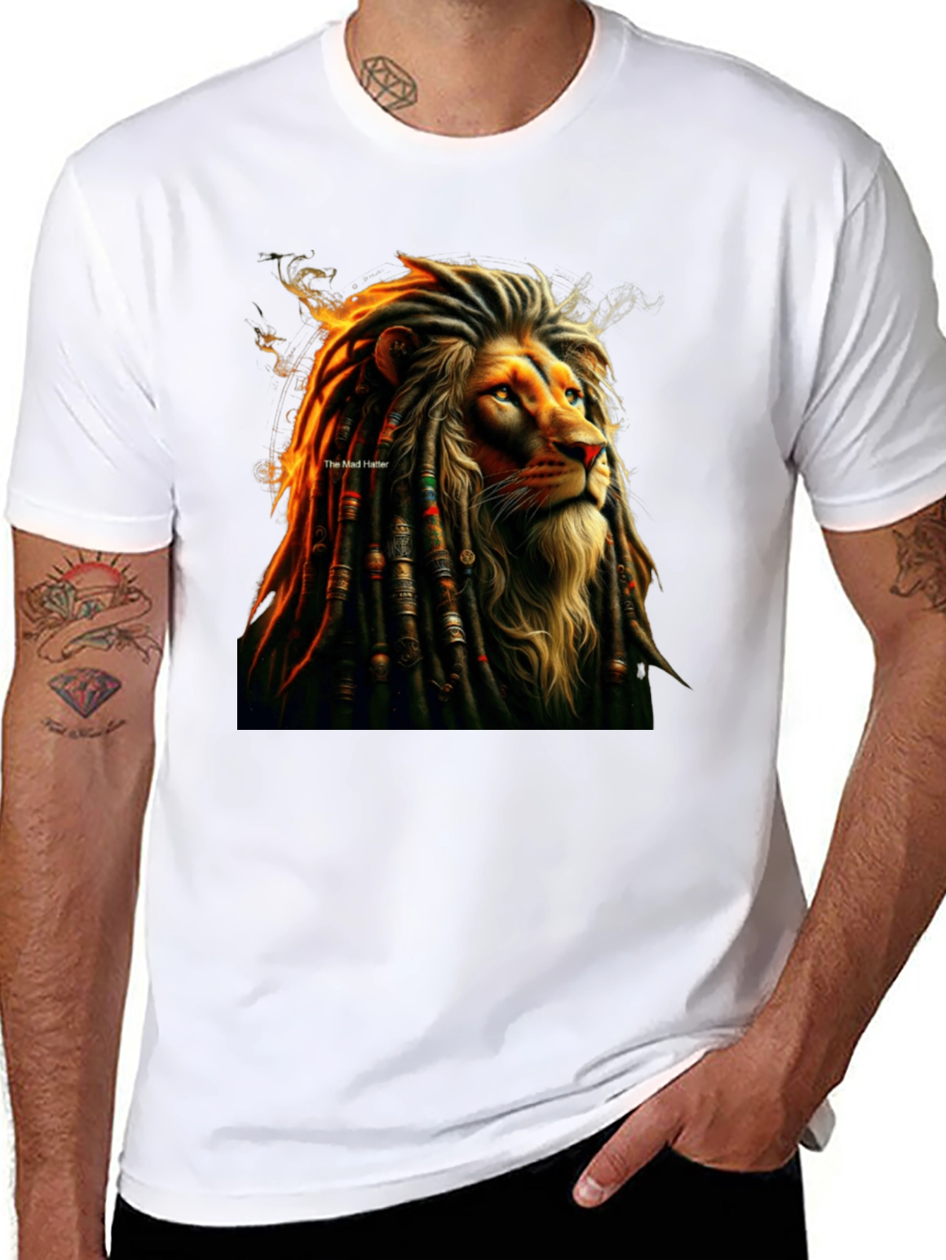Black Lion Dreadlocks Graphic Tee - Reggae Inspired T-Shirt view 8