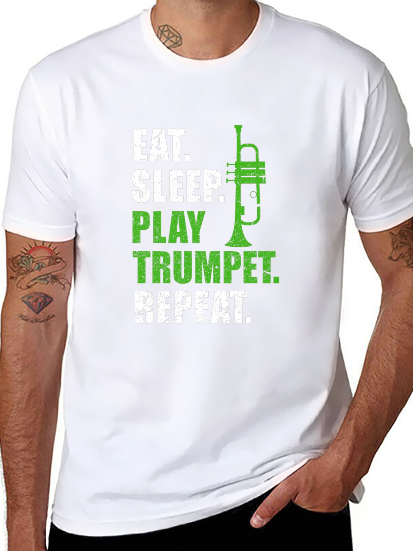 Black Eat Sleep Play Trumpet Repeat Black T-Shirt view 8