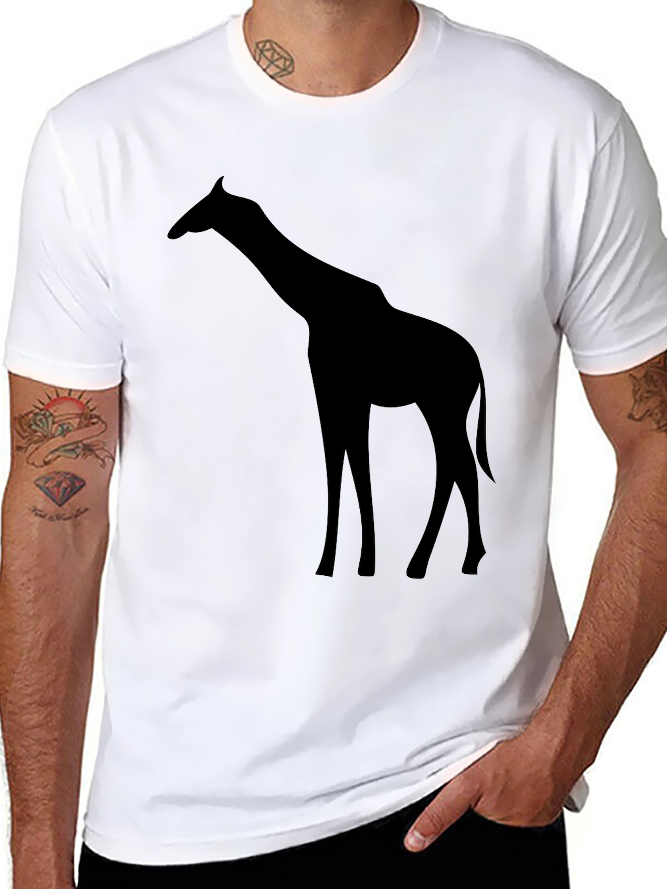 Black Giraffe Silhouette T-Shirt - Black Graphic Tee view 8
