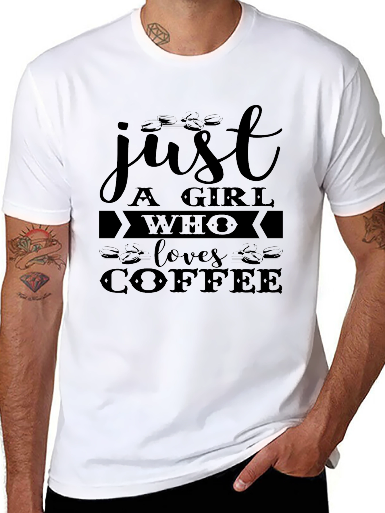 Black Just A Girl Who Loves Coffee Black Tee view 8