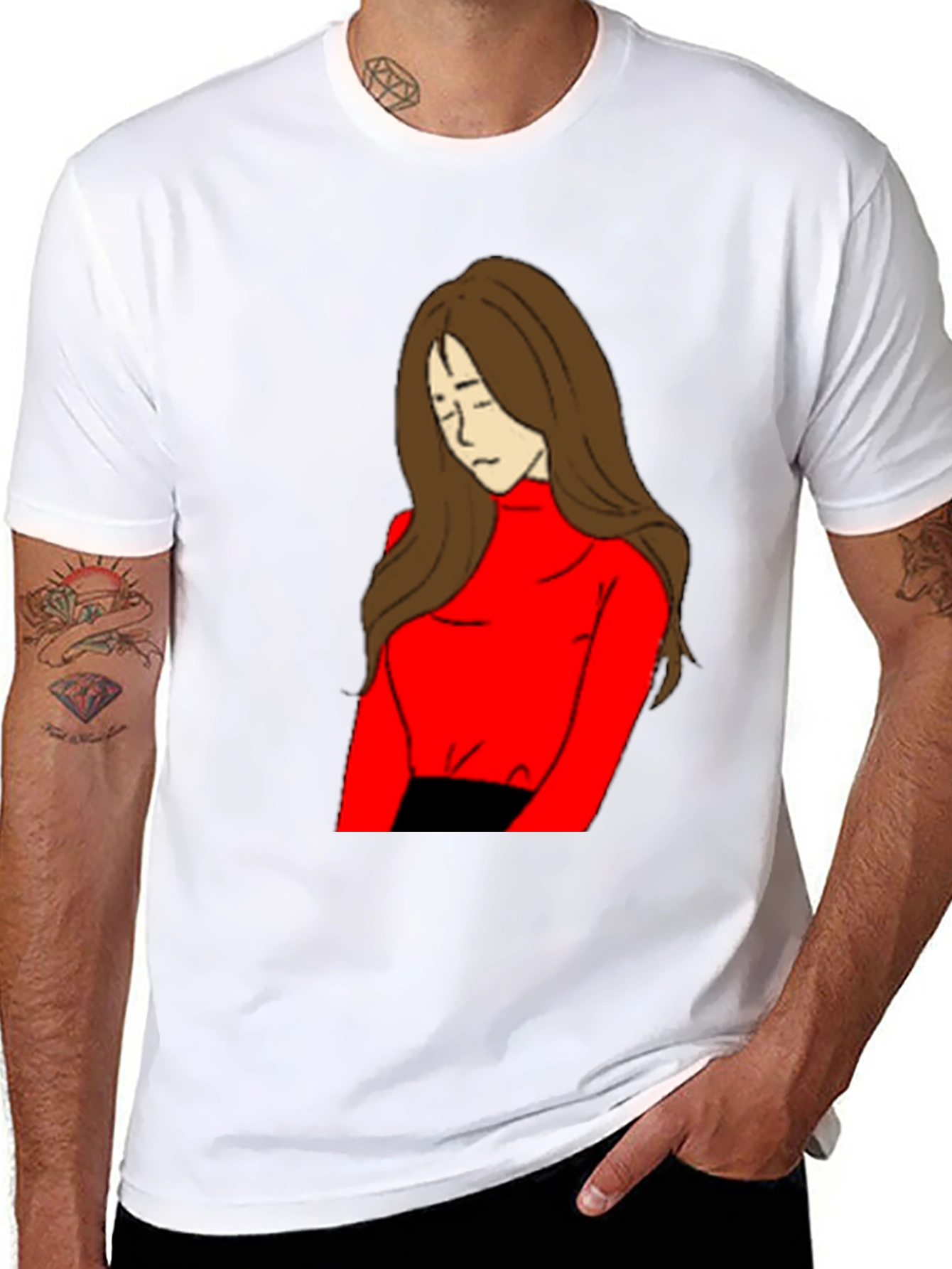 Black Artistic Girl Graphic T-Shirt view 8