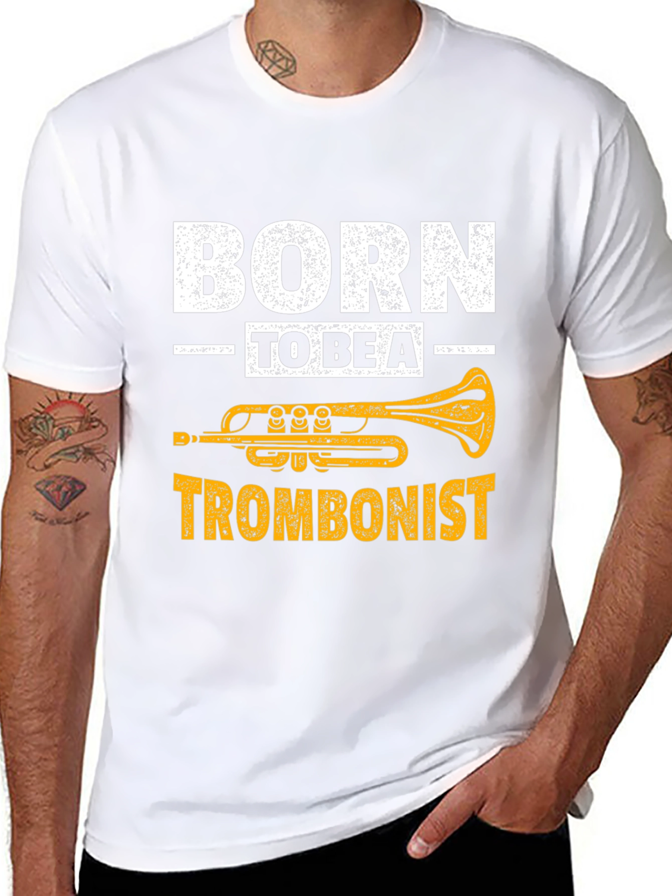 Black Born to Be a Trombonist Graphic T-Shirt view 8