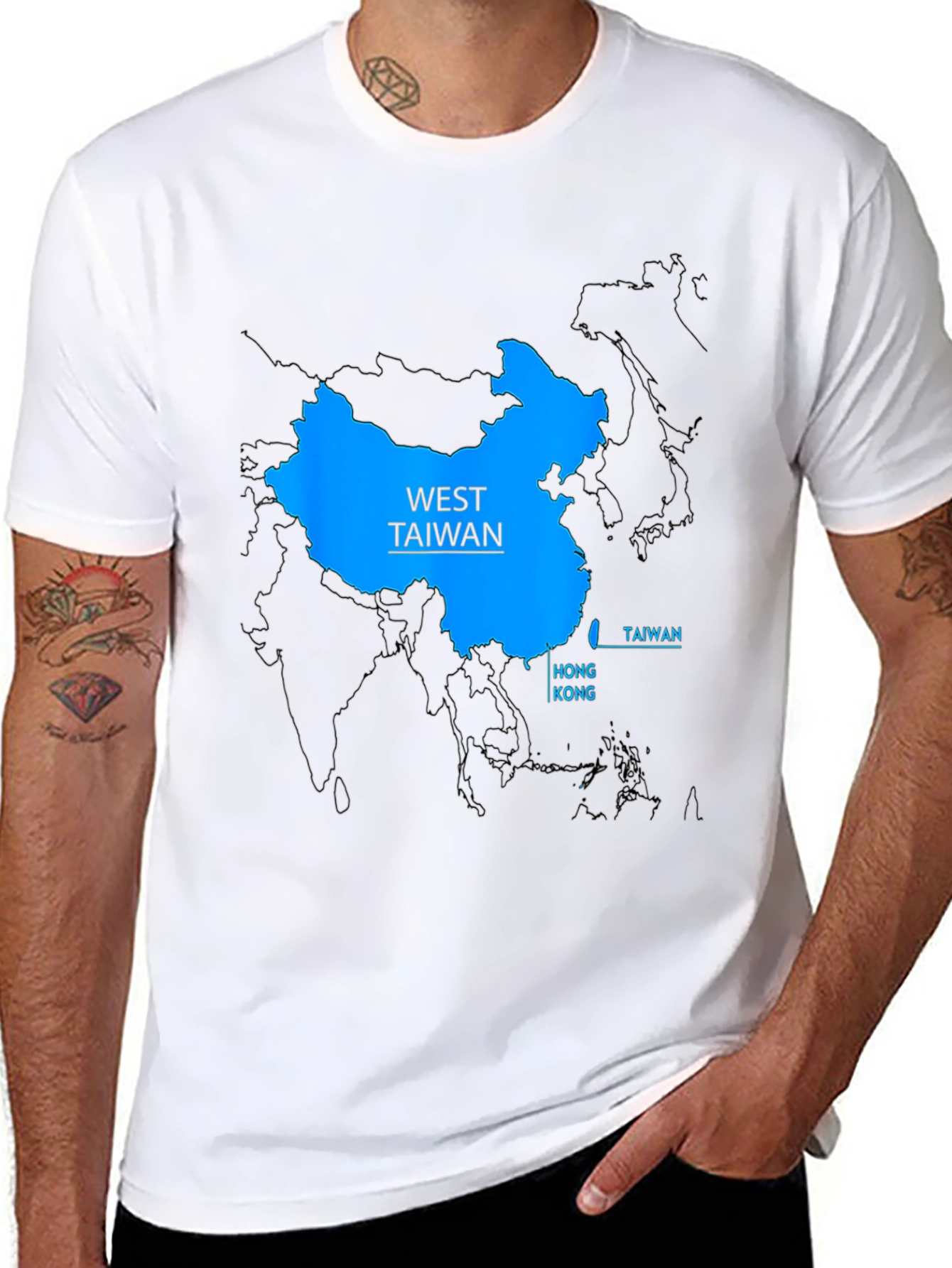 Black West Taiwan Map T-Shirt - Political Statement Tee view 8