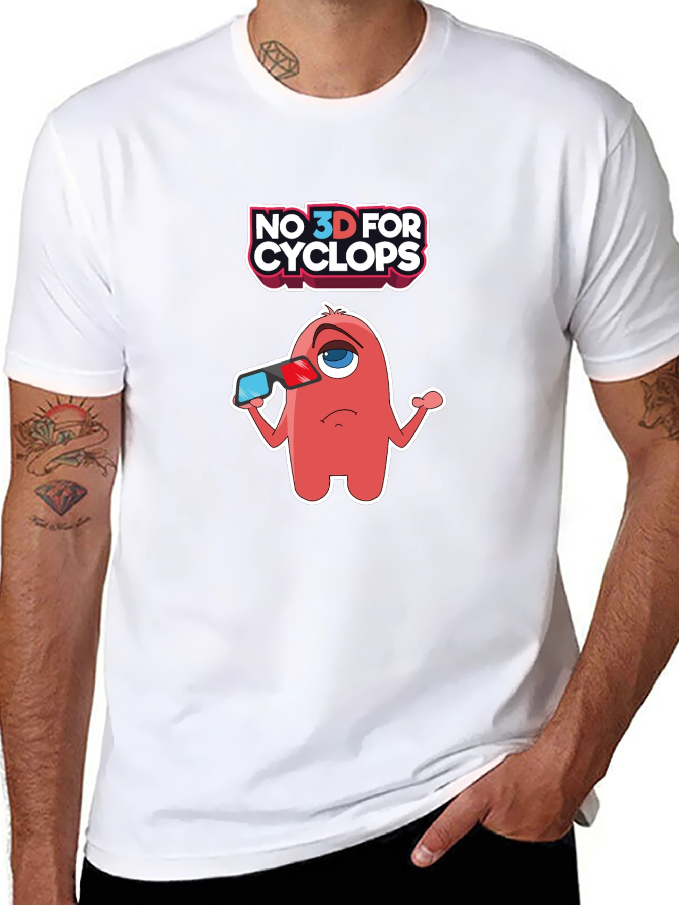 Black No 3D for Cyclops Funny Graphic Tee view 8