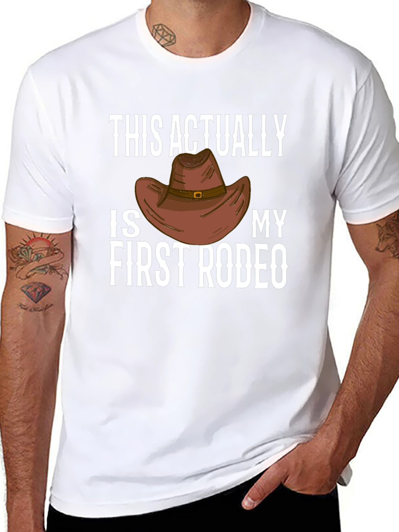 Black First Rodeo Cowboy Hat Graphic T-Shirt view 8