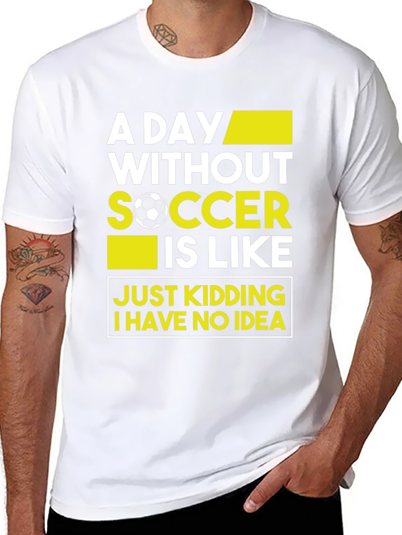 Black Funny Soccer T-Shirt - A Day Without Soccer view 8