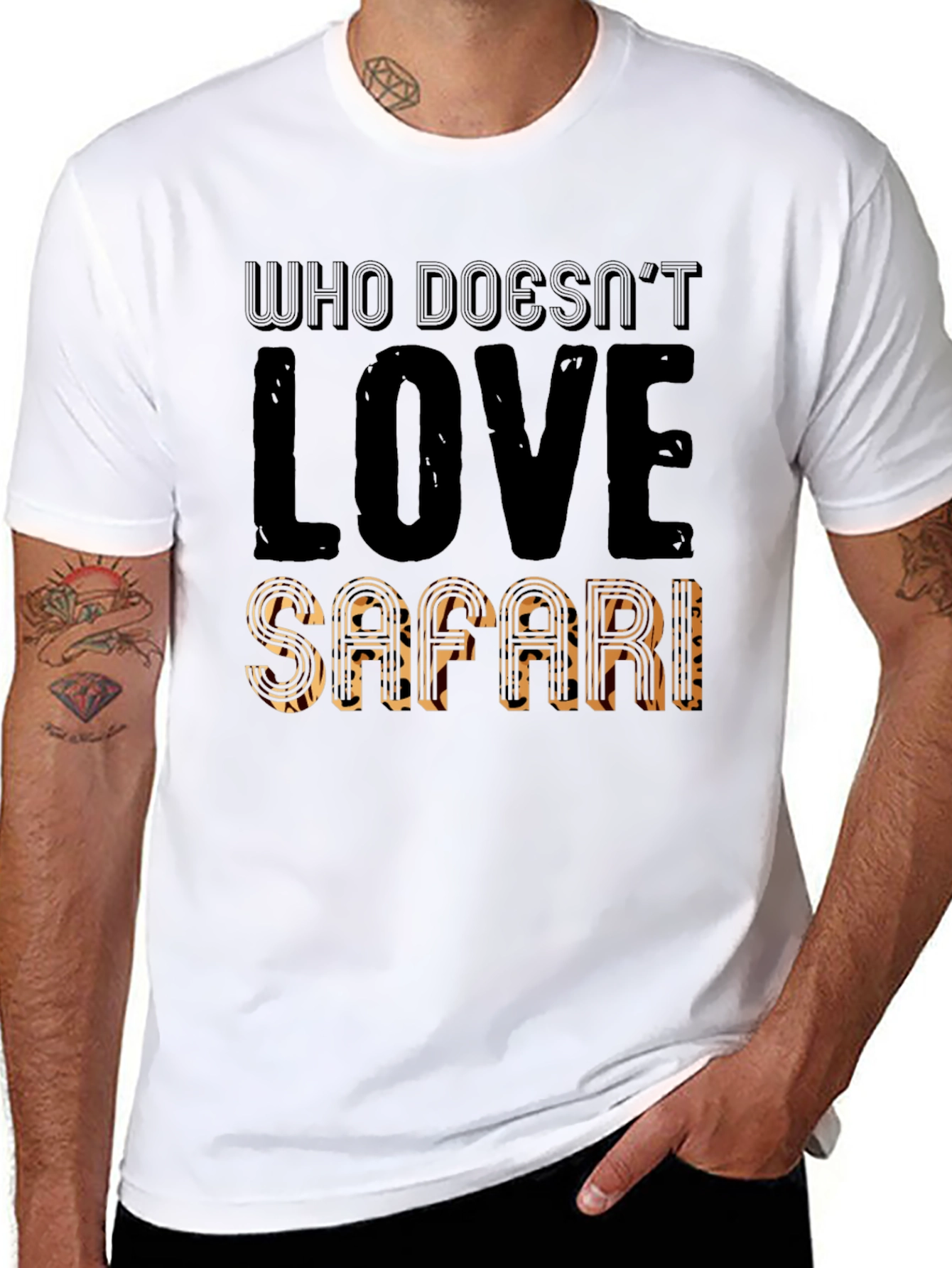 Black Safari Lover Black Graphic T-Shirt view 8