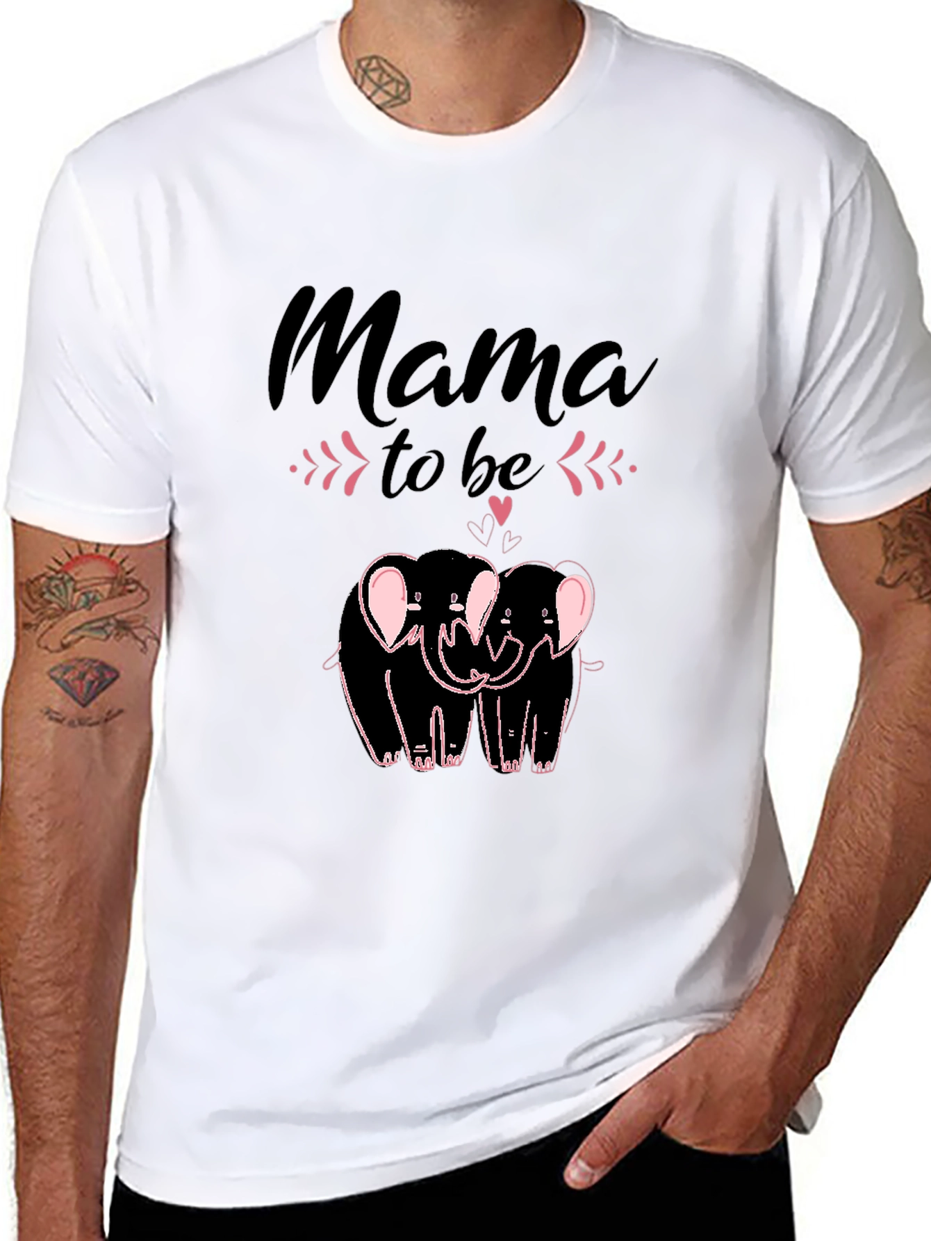 Mama To Be Elephant Graphic Tee - Black - 8