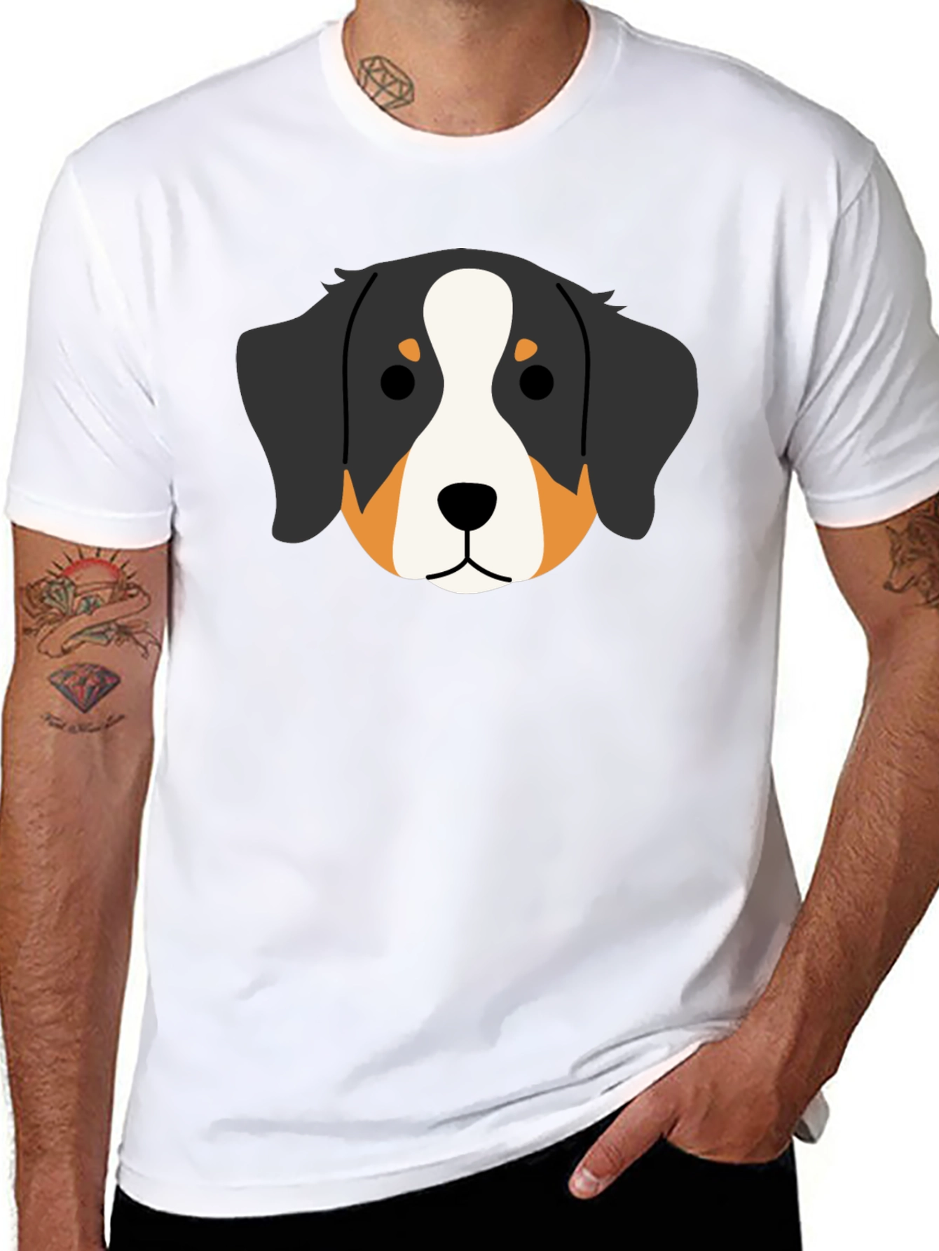 Black Bernese Mountain Dog Head Graphic Tee - Black view 8