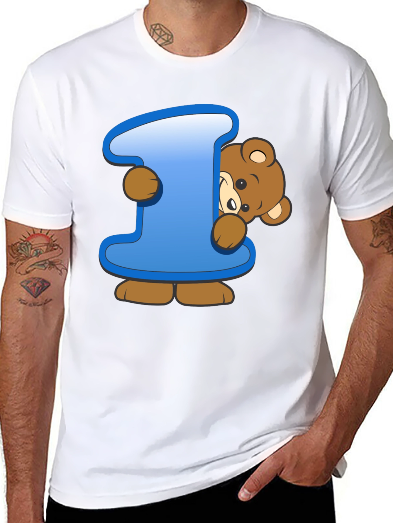 Cute Teddy Bear Initial 'I' Black T-Shirt - 8