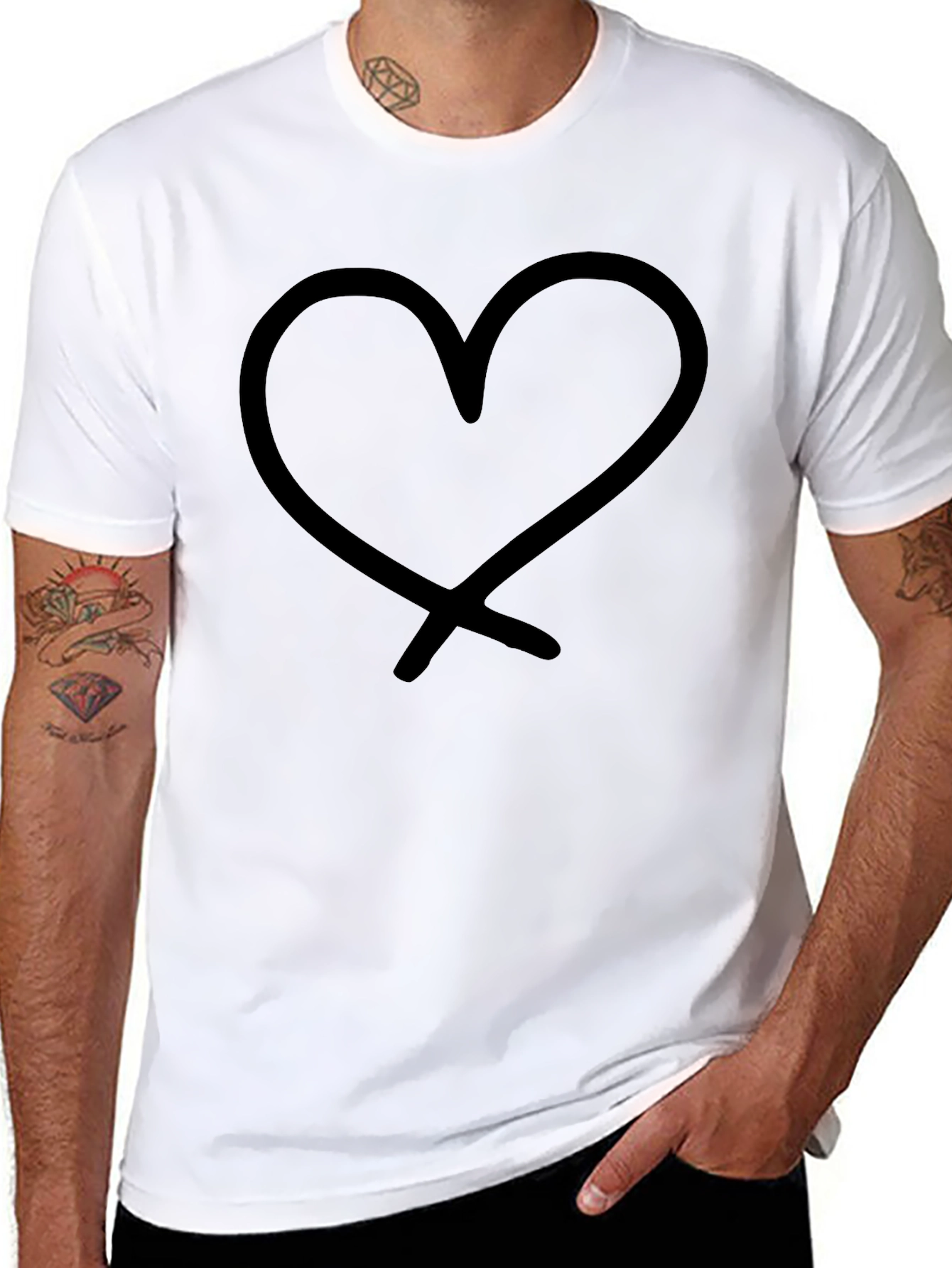 Black Heart Graphic Black T-Shirt - Stylish Casual Wear view 8