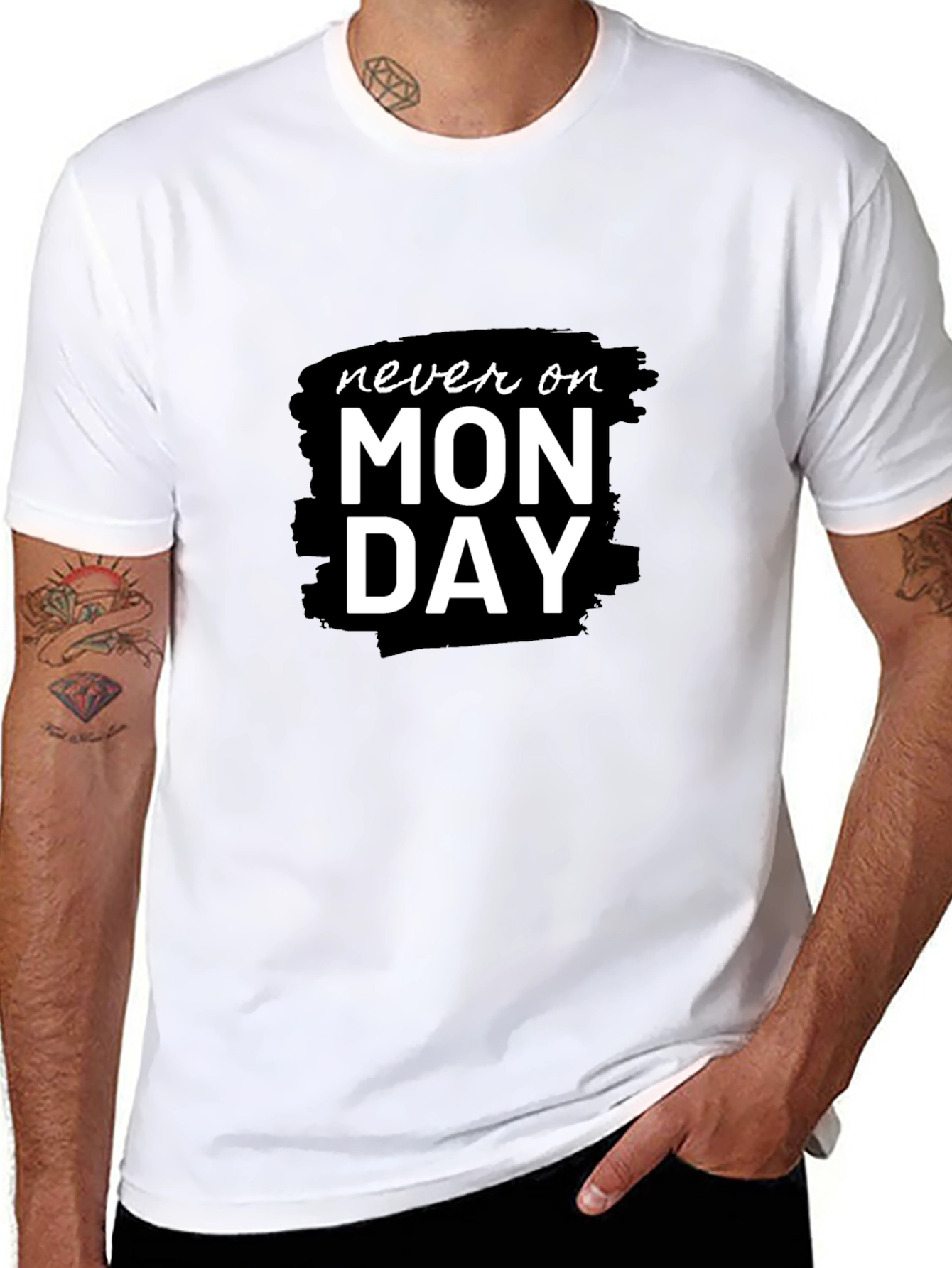 Black Never On Monday Black Graphic Tee view 8
