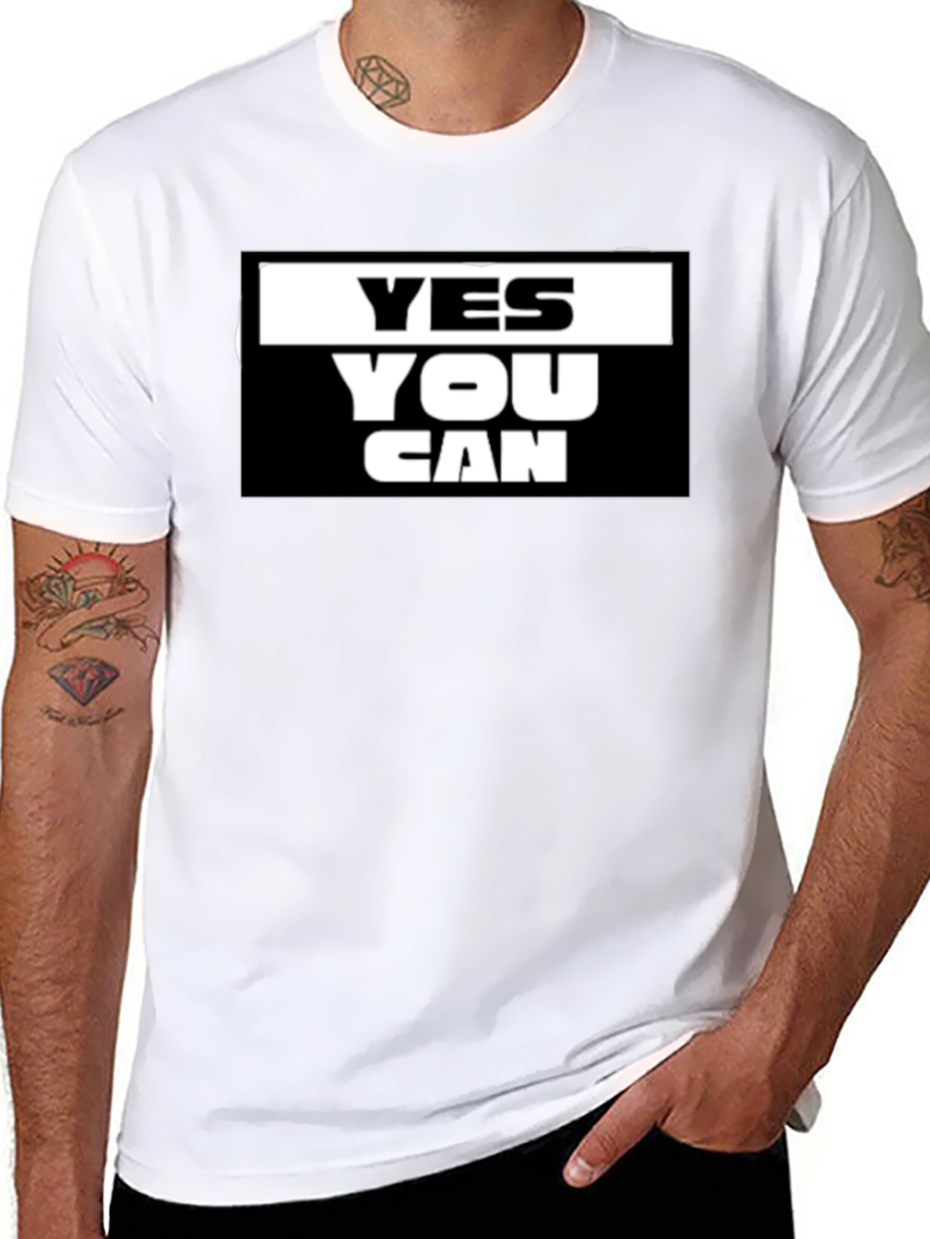 Black Motivational Yes You Can Graphic Tee - Black view 8