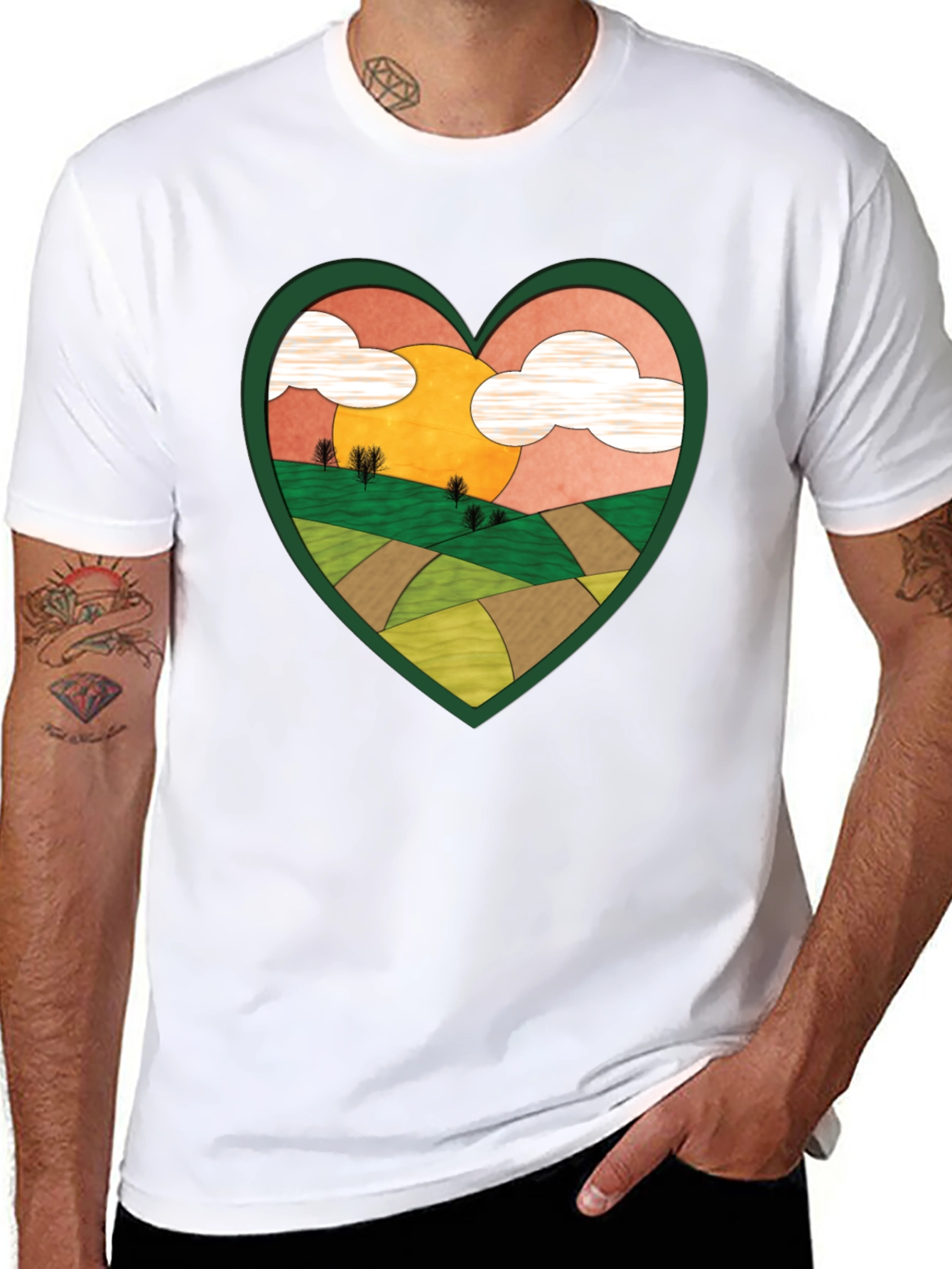 Black Heart Landscape Graphic Tee - Nature Lover Shirt view 8