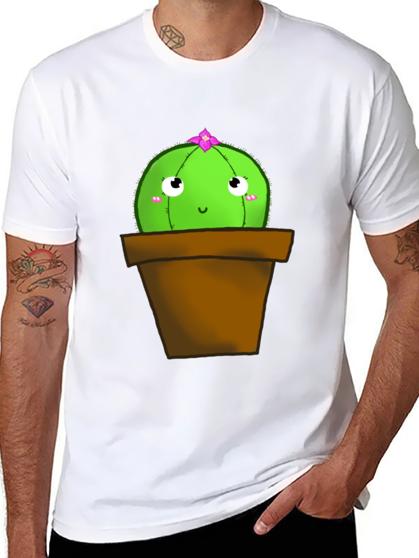 Black Cute Cactus T-Shirt - Potted Plant Graphic Tee view 8