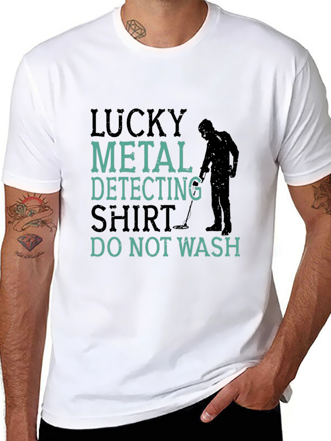 Black Lucky Metal Detecting Shirt - Funny Hobby Tee view 8