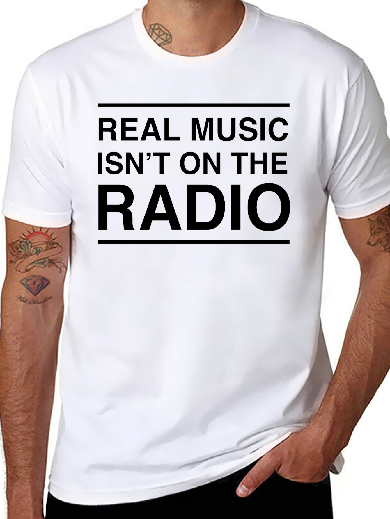 Black Real Music Isn't On The Radio Graphic T-Shirt view 8
