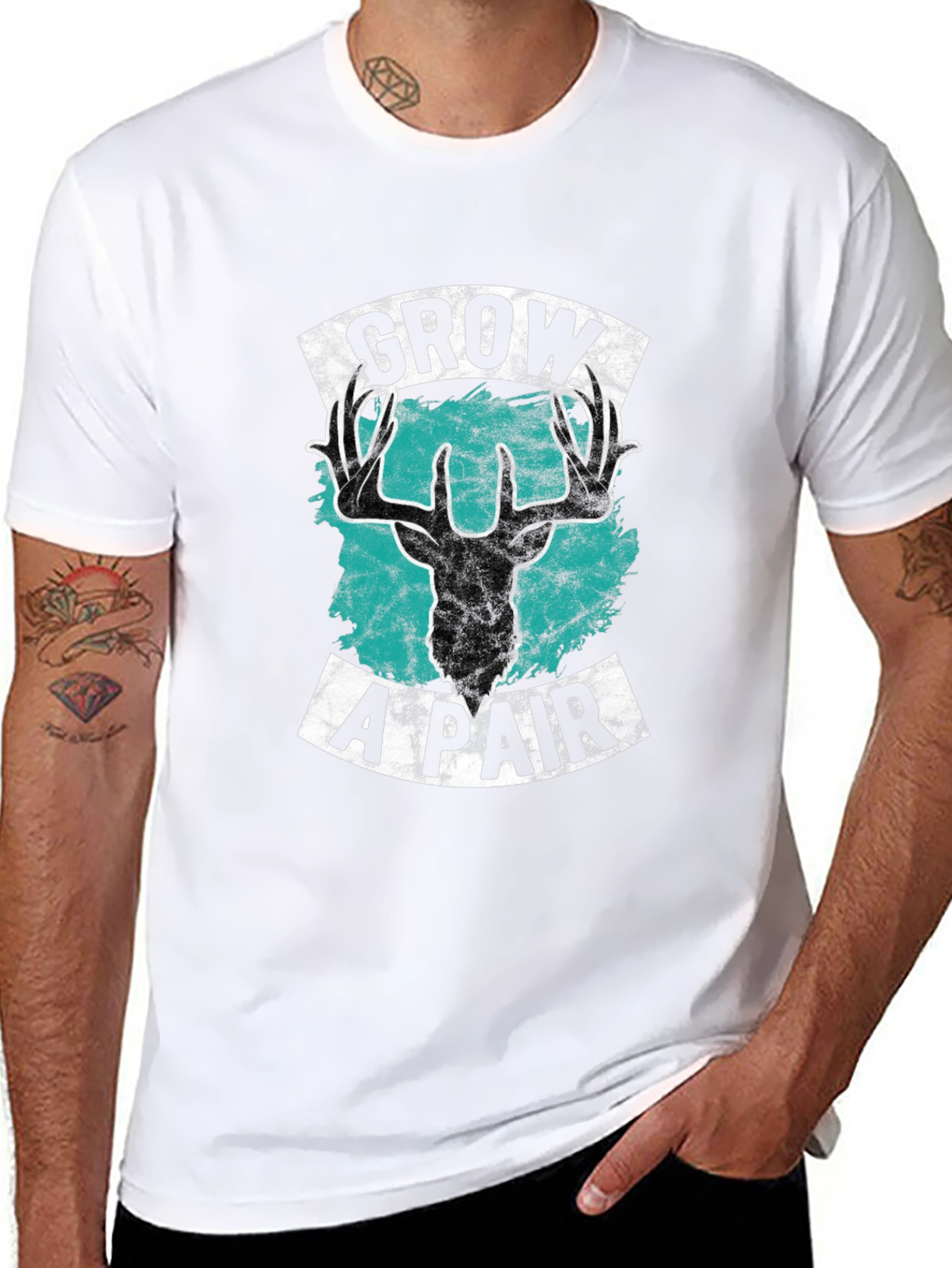 Black Grow A Pair Deer Graphic Tee - Bold Statement Shirt view 8