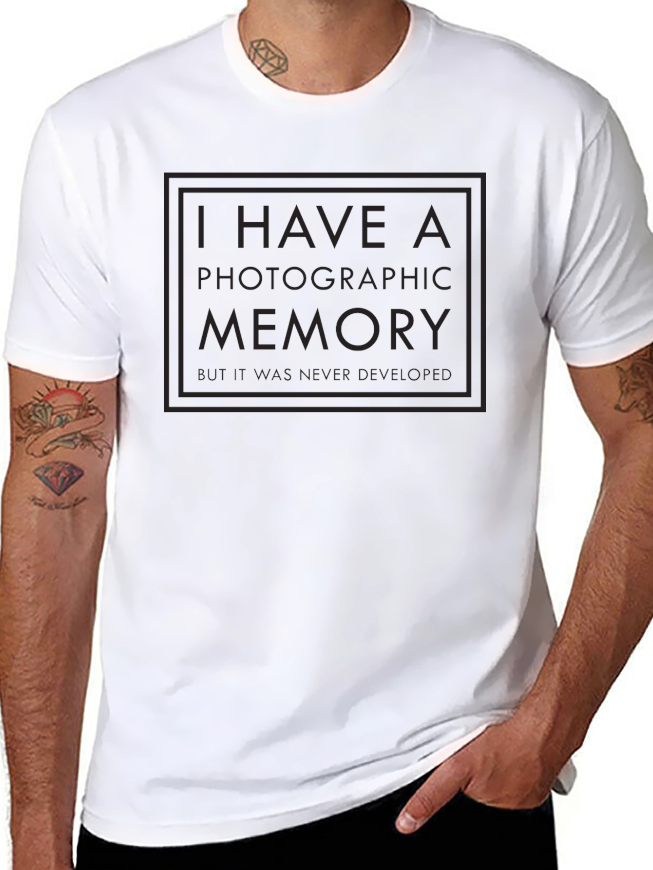 Black Photographic Memory Graphic T-Shirt - Sarcastic Humor Tee view 8