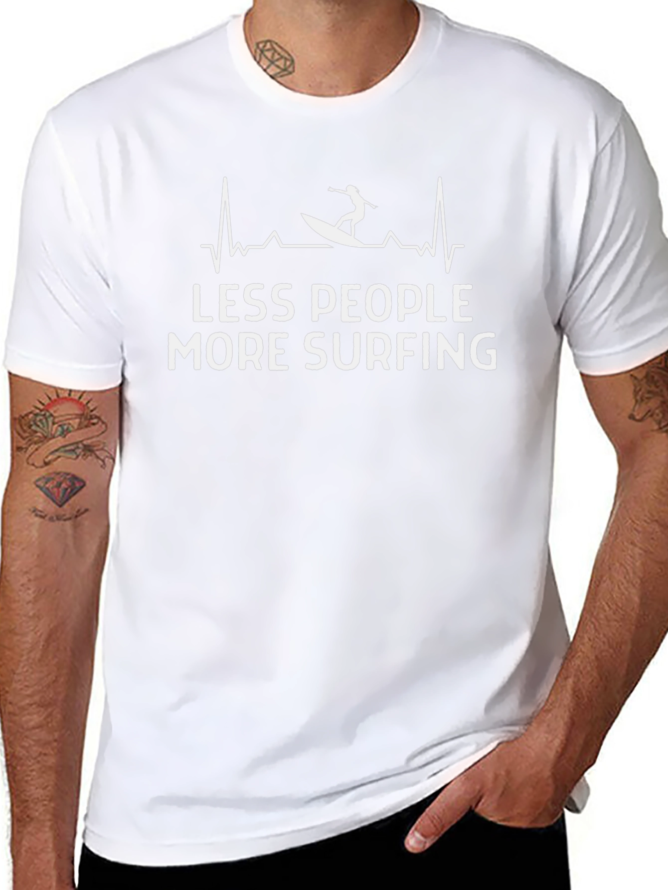 Black Less People More Surfing Black Graphic T-Shirt view 8