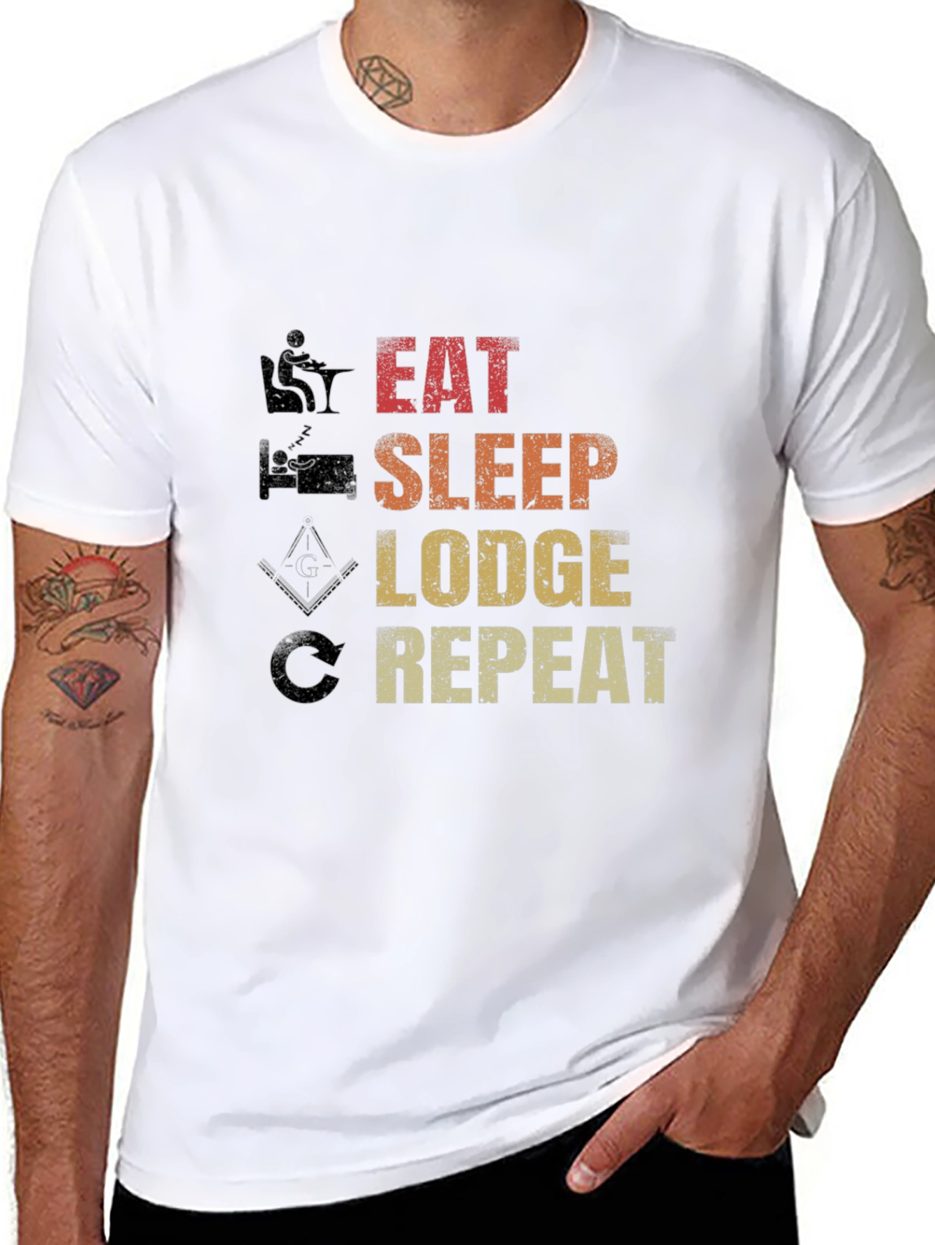 Black Eat Sleep Lodge Repeat Graphic T-Shirt view 8