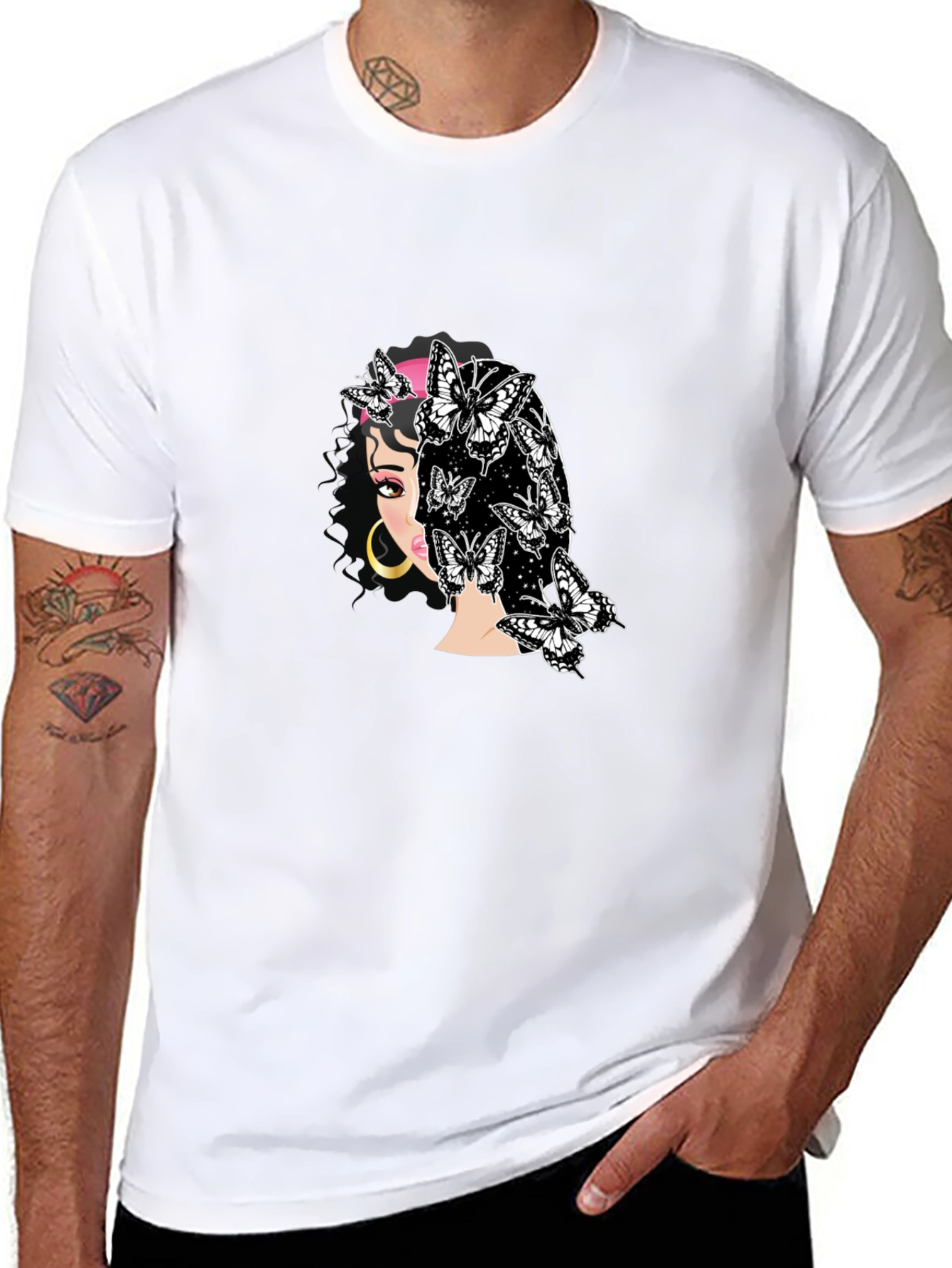 Black Butterfly Woman Graphic T-Shirt view 8
