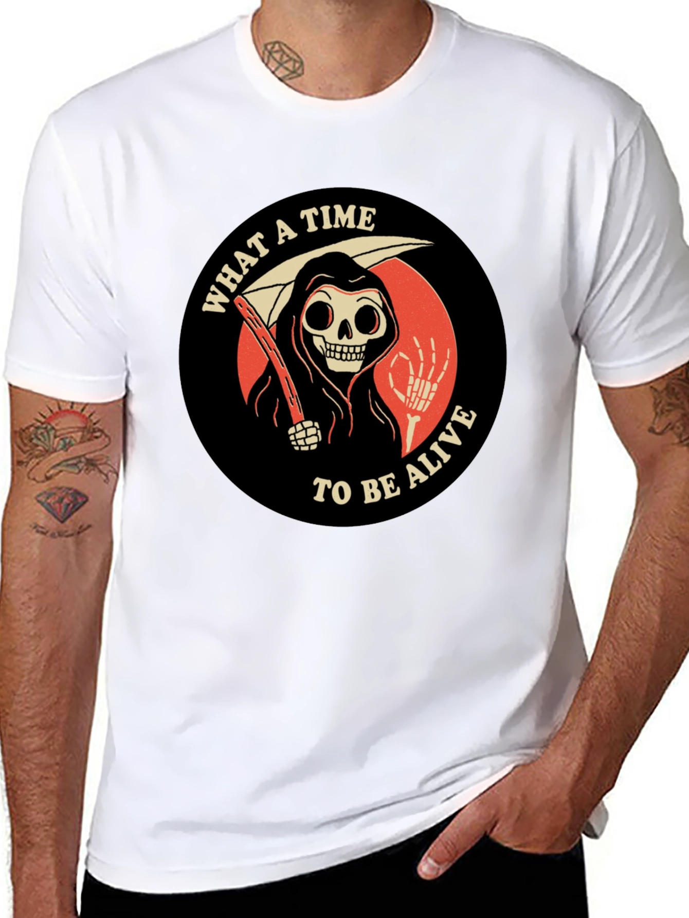 Black Grim Reaper Graphic Tee - What a Time to Be Alive view 8