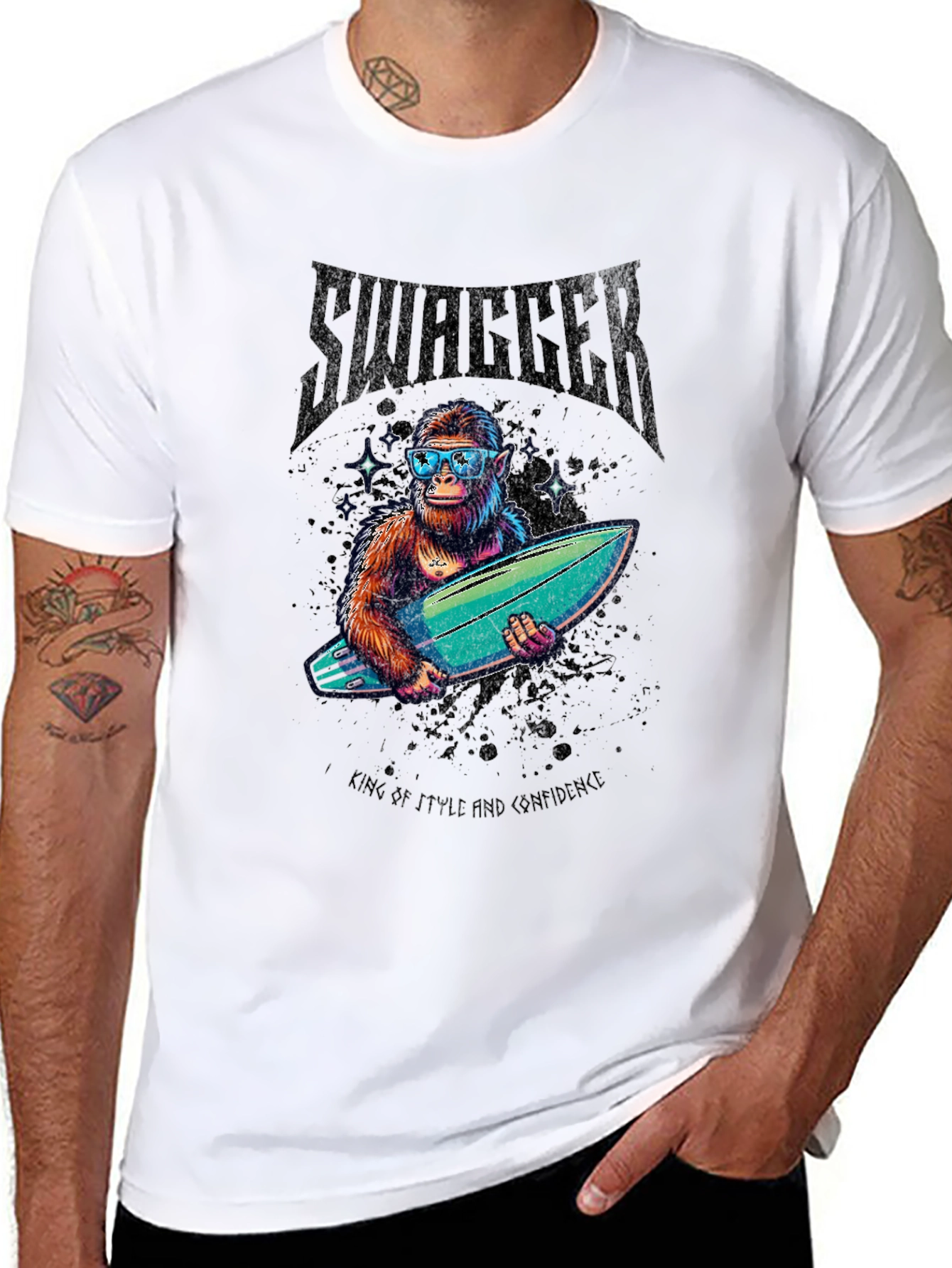 Black Swagger Ape Graphic T-Shirt - King of Style view 8