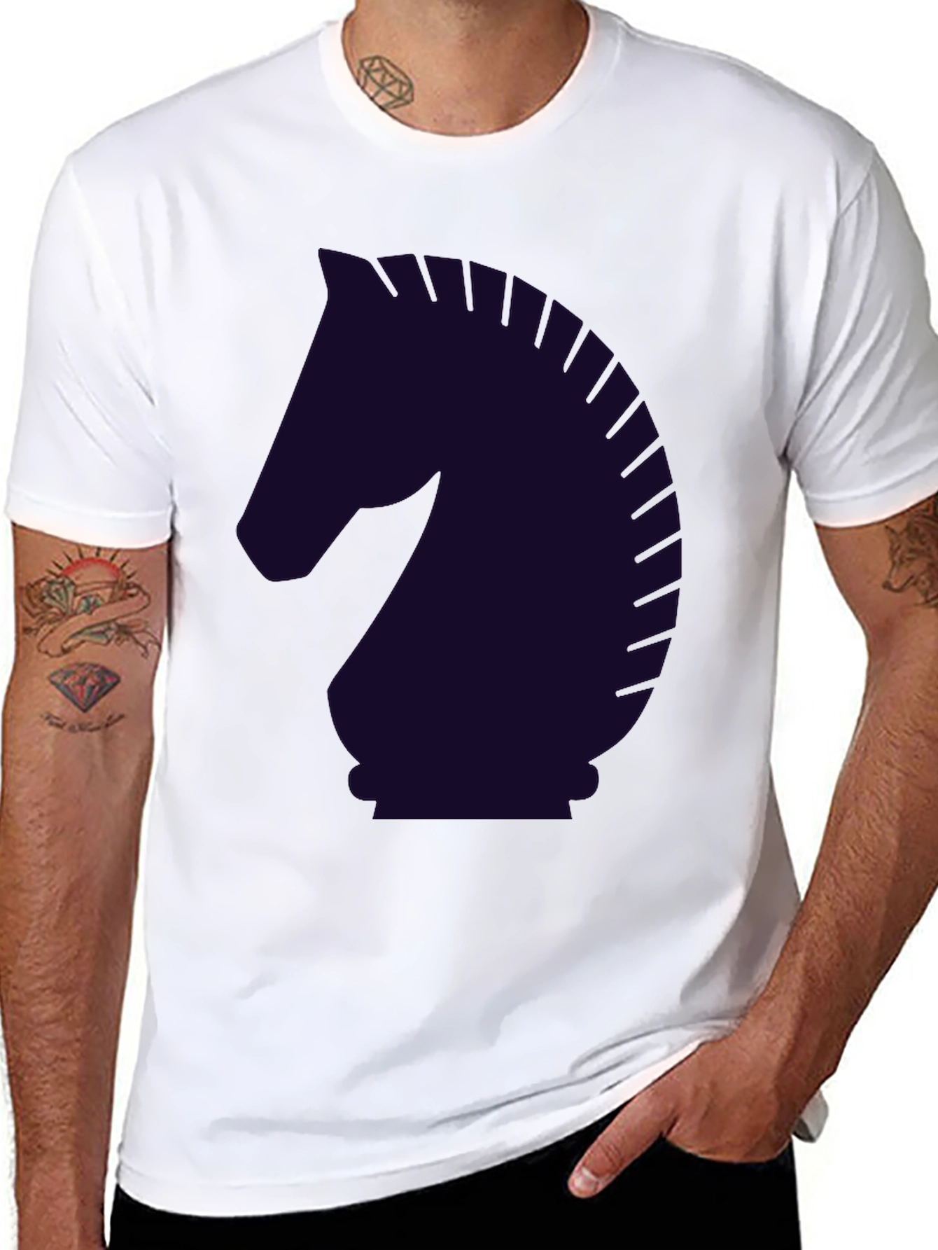 Black Chess Knight Graphic T-Shirt - Black view 8