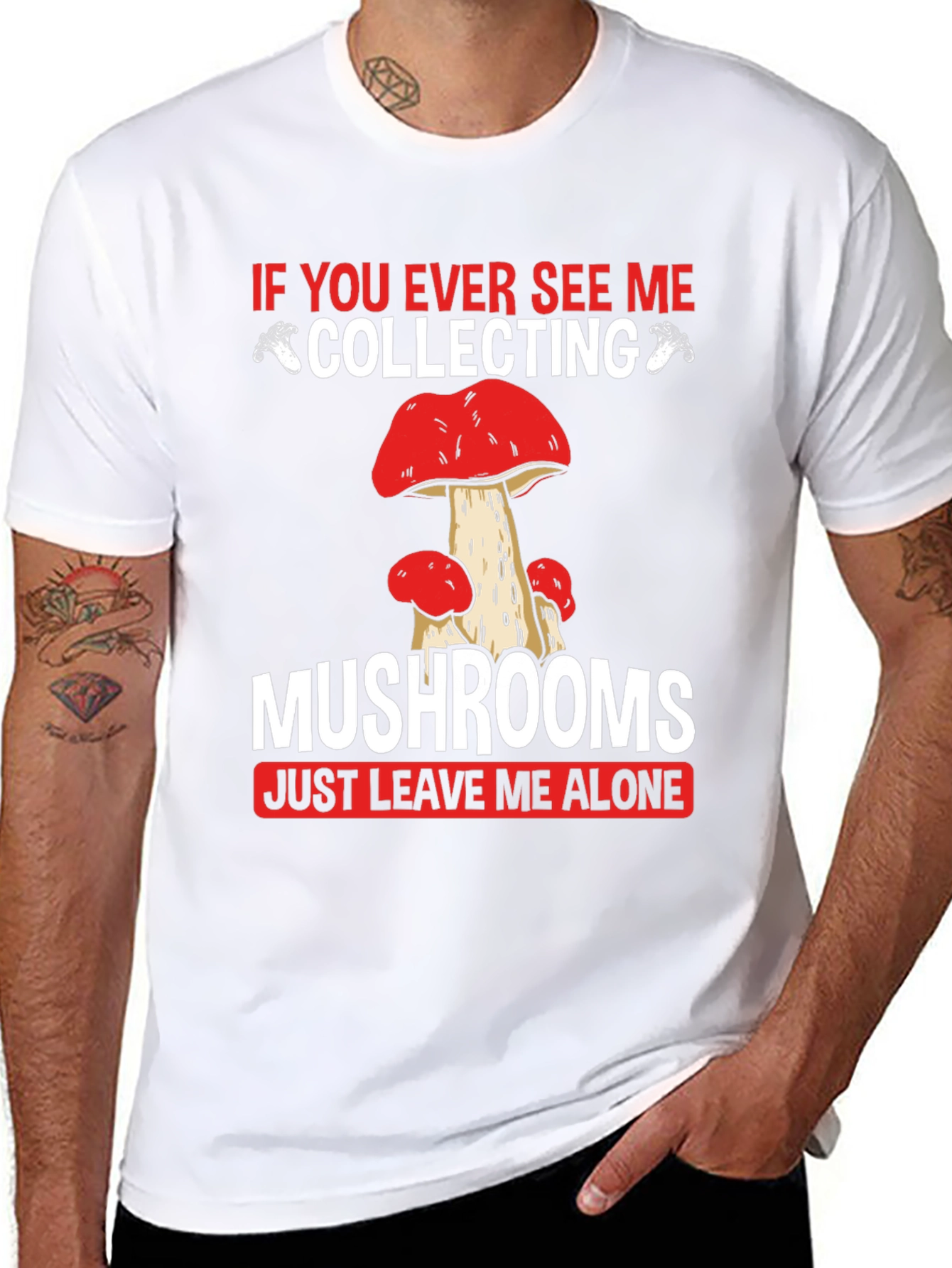 Black Mushroom Collecting T-Shirt - Leave Me Alone view 8