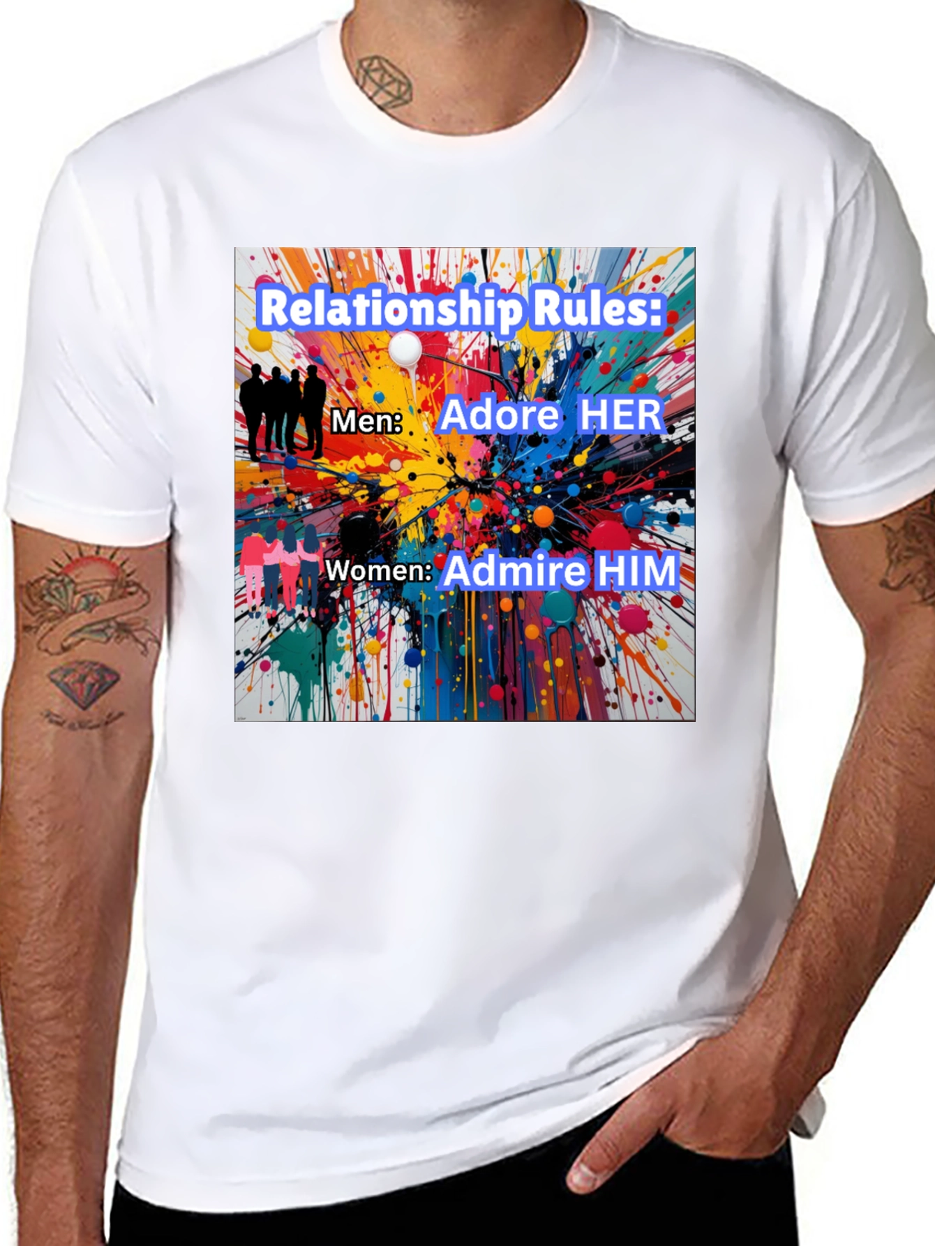 Black Relationship Rules T-Shirt - Adore Her, Admire Him view 8