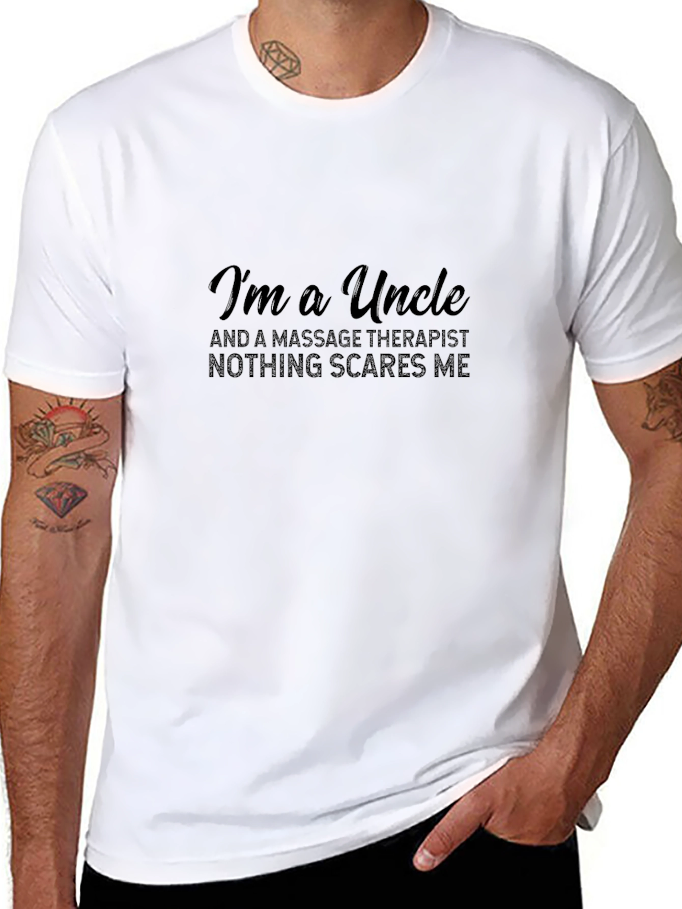 Black I'm A Uncle Massage Therapist Black T-Shirt view 8