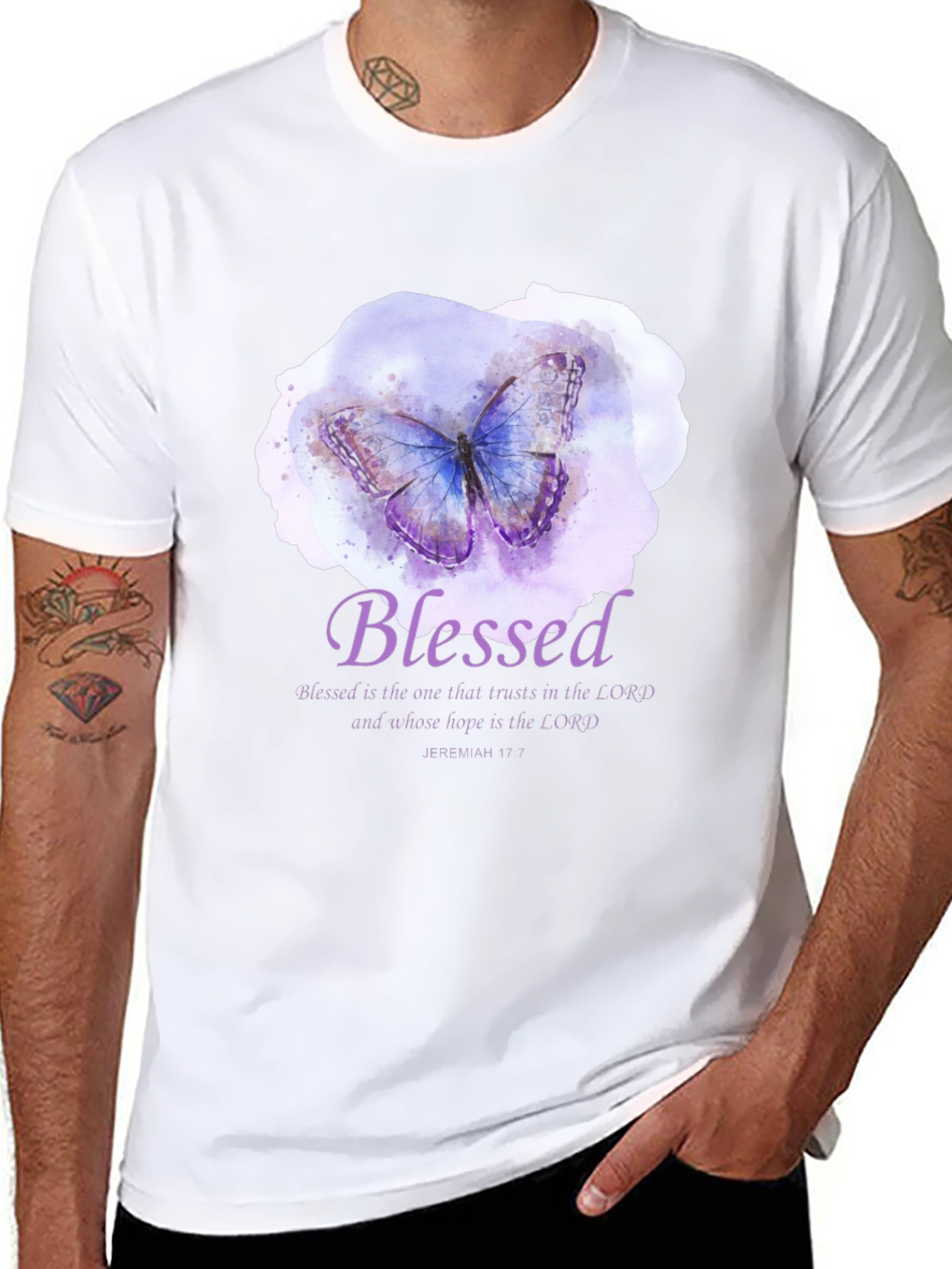 Blessed Butterfly T-Shirt - Jeremiah 17:7 Christian Tee - 8
