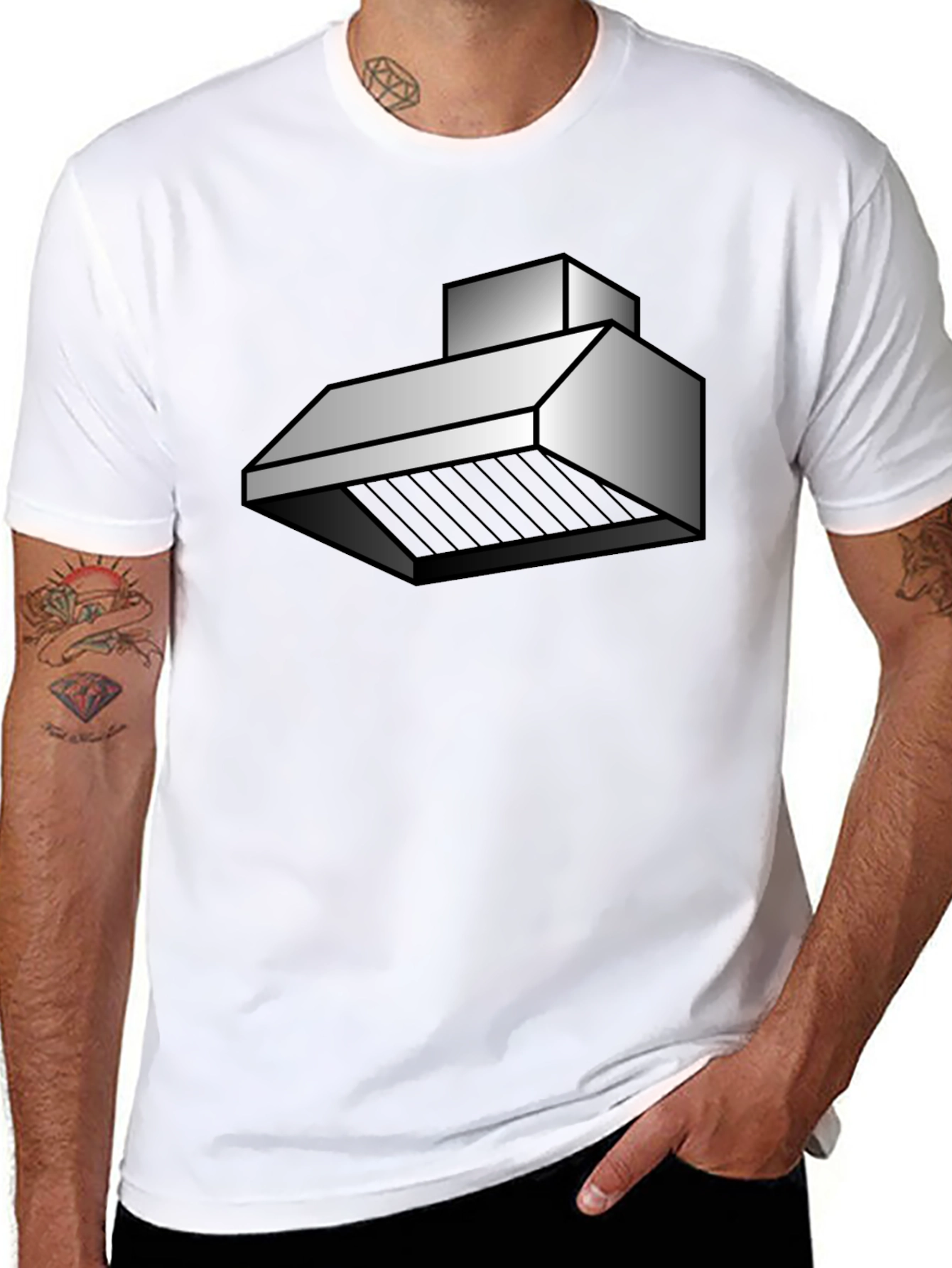 Black Abstract Kitchen Hood Graphic T-Shirt view 8