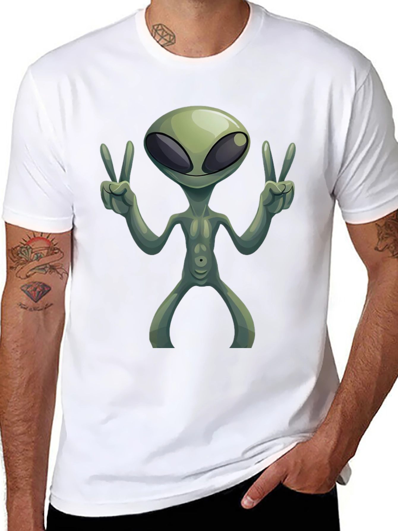 Black Alien Peace Sign T-Shirt view 8