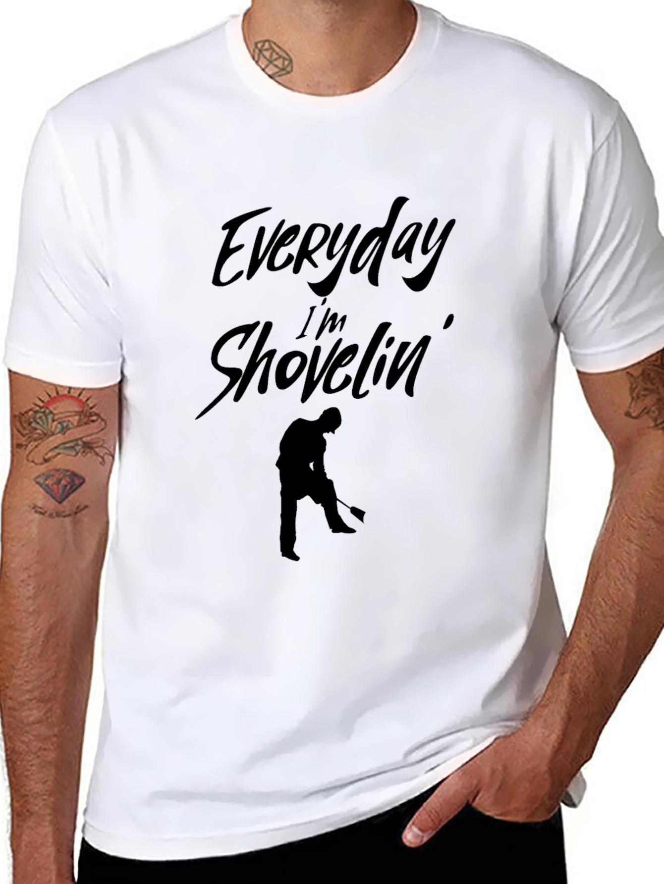 Black Everyday I'm Shovelin' T-Shirt - Black Graphic Tee view 8