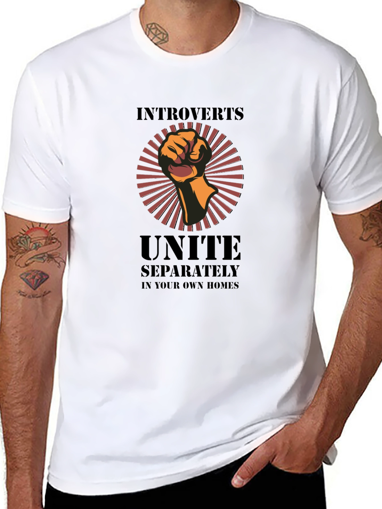 Black Introverts Unite T-Shirt - Separately! view 8
