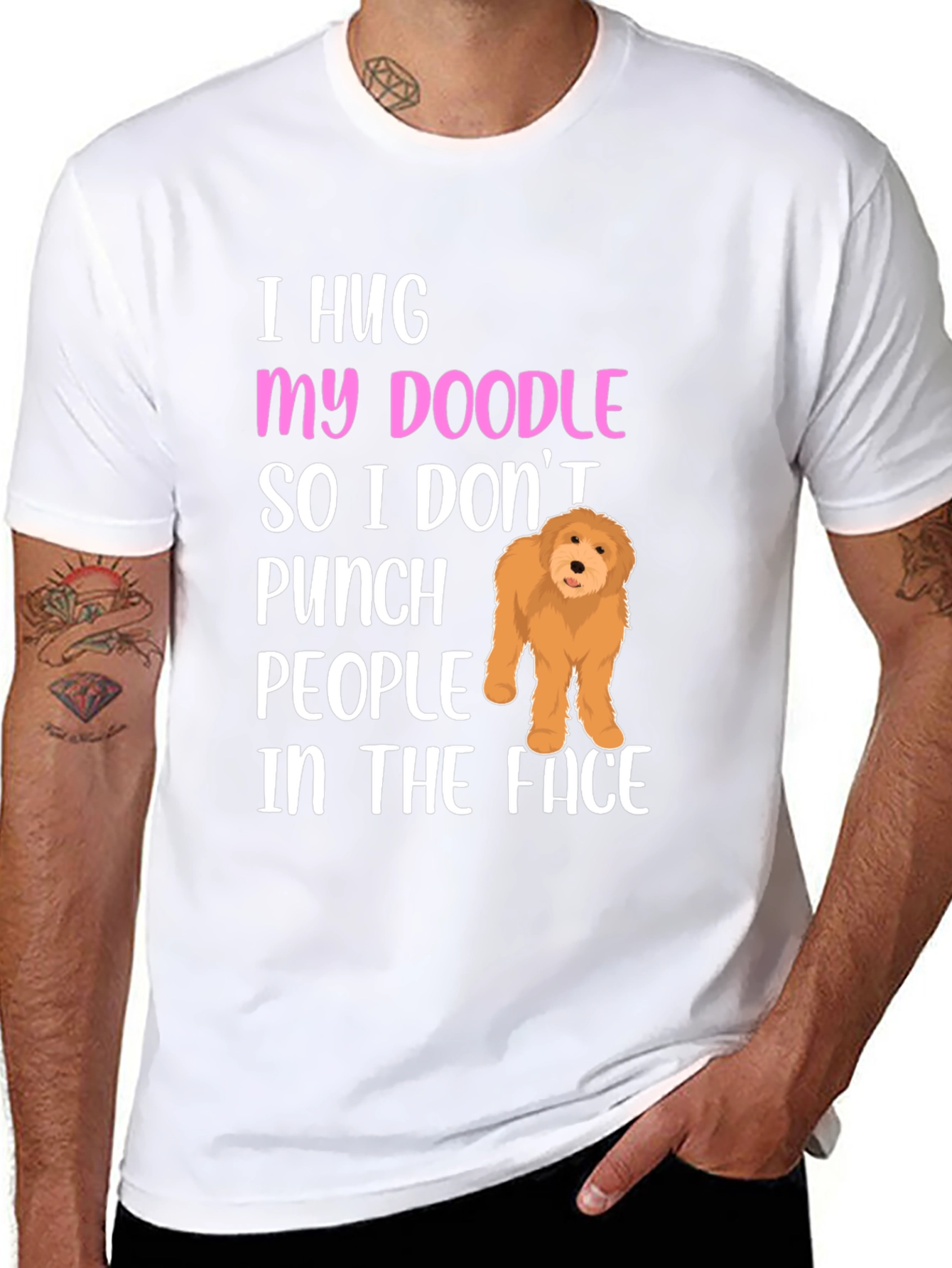 Black Funny Doodle Dog T-Shirt view 8