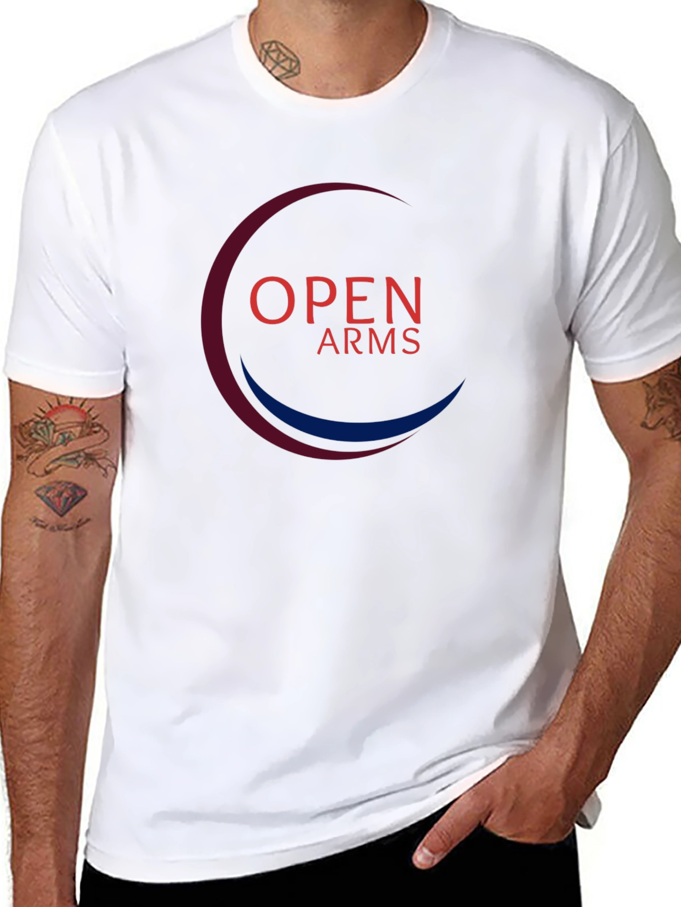 Black Open Arms Graphic Tee - Soft Cotton Blend view 8